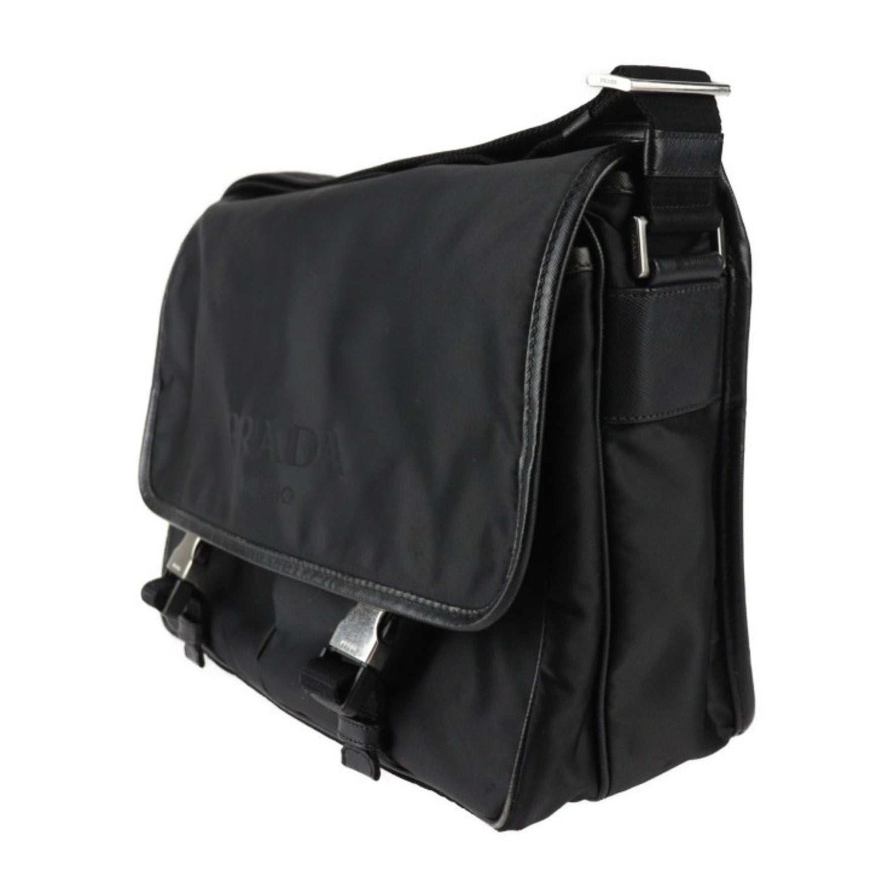PRADA Prada Bag Shoulder 2VD768 Nylon Leather Black Crossbody
