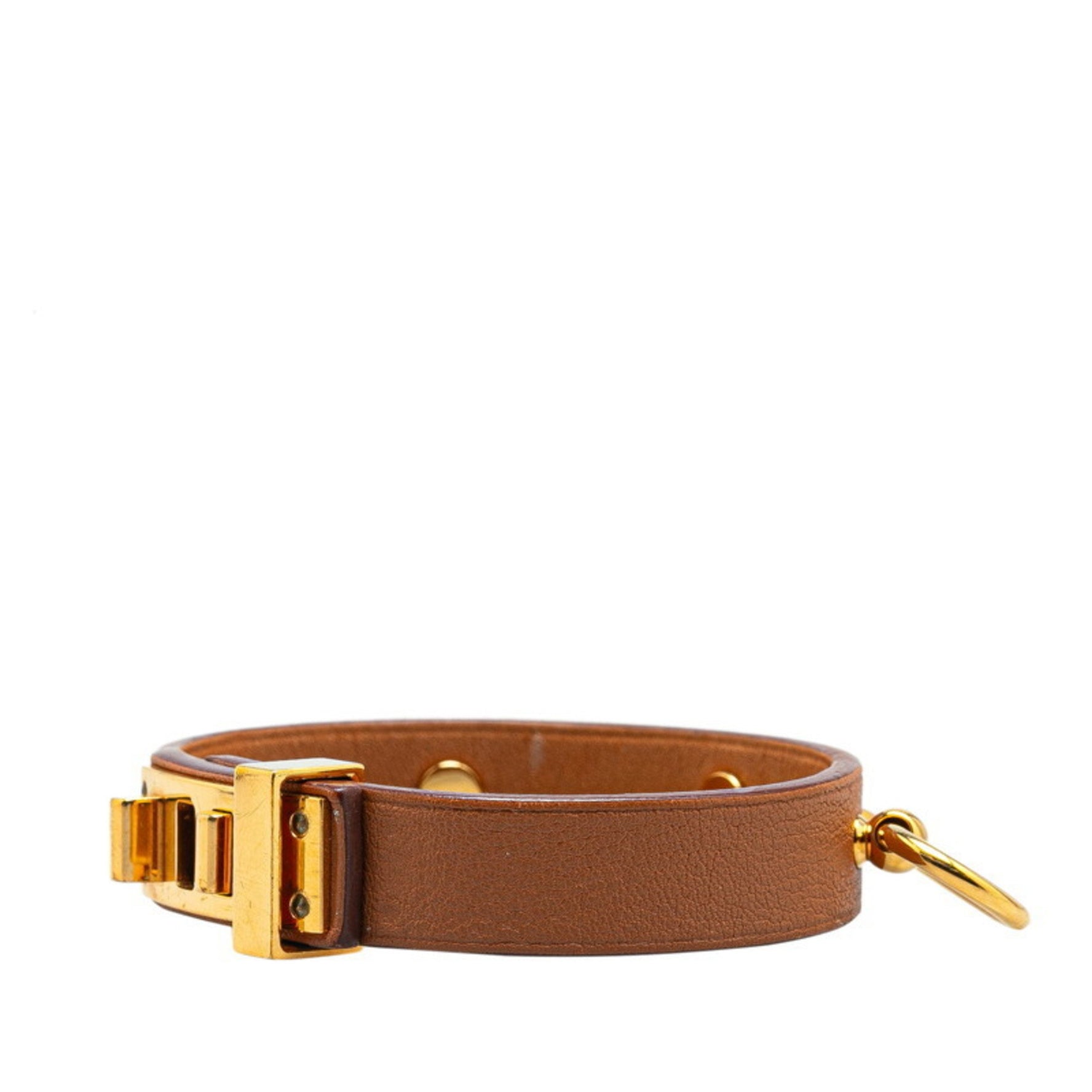Hermes Dog Anneau Bracelet Size: S Brown Gold Leather