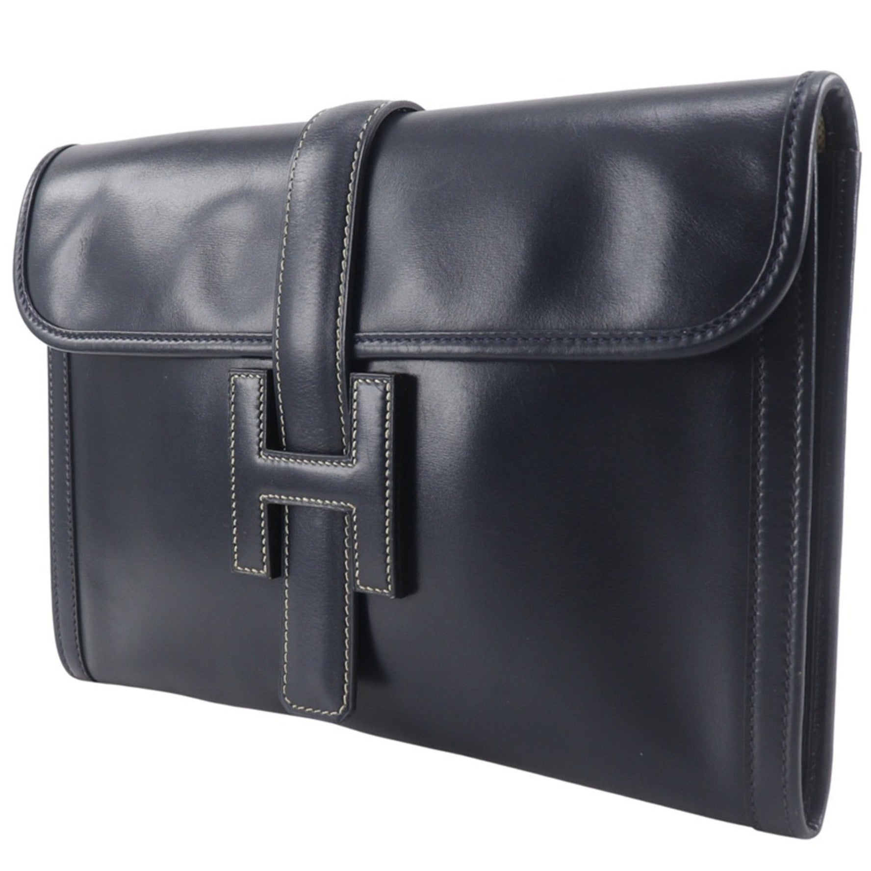 Hermes Hermès Jige PM Clutch Bag in Box Calf Leather, 1987, Size, Flap, Unisex