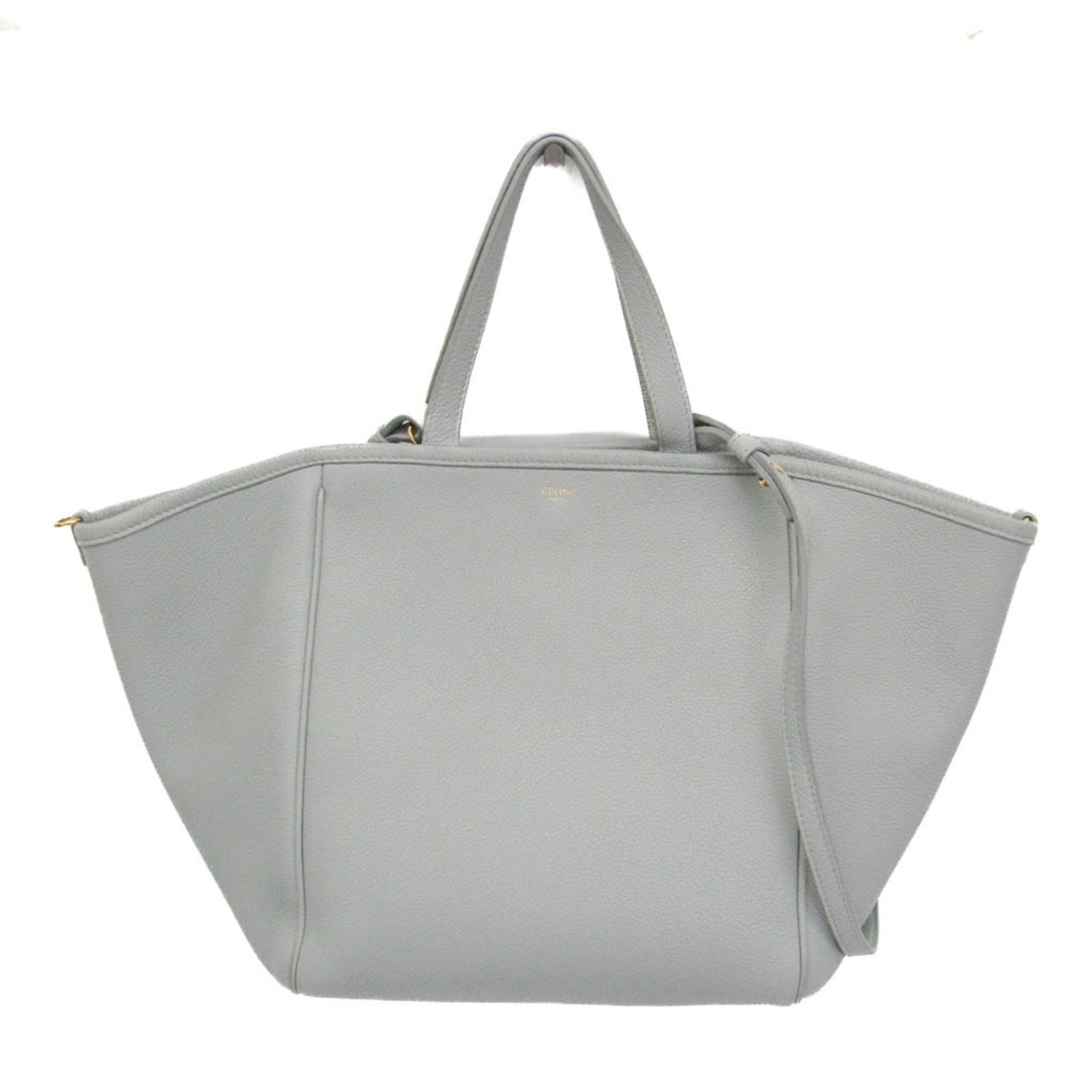 Celine Small Fold Cabas Leather Handbag,Shoulder Bag Light Blue Gray