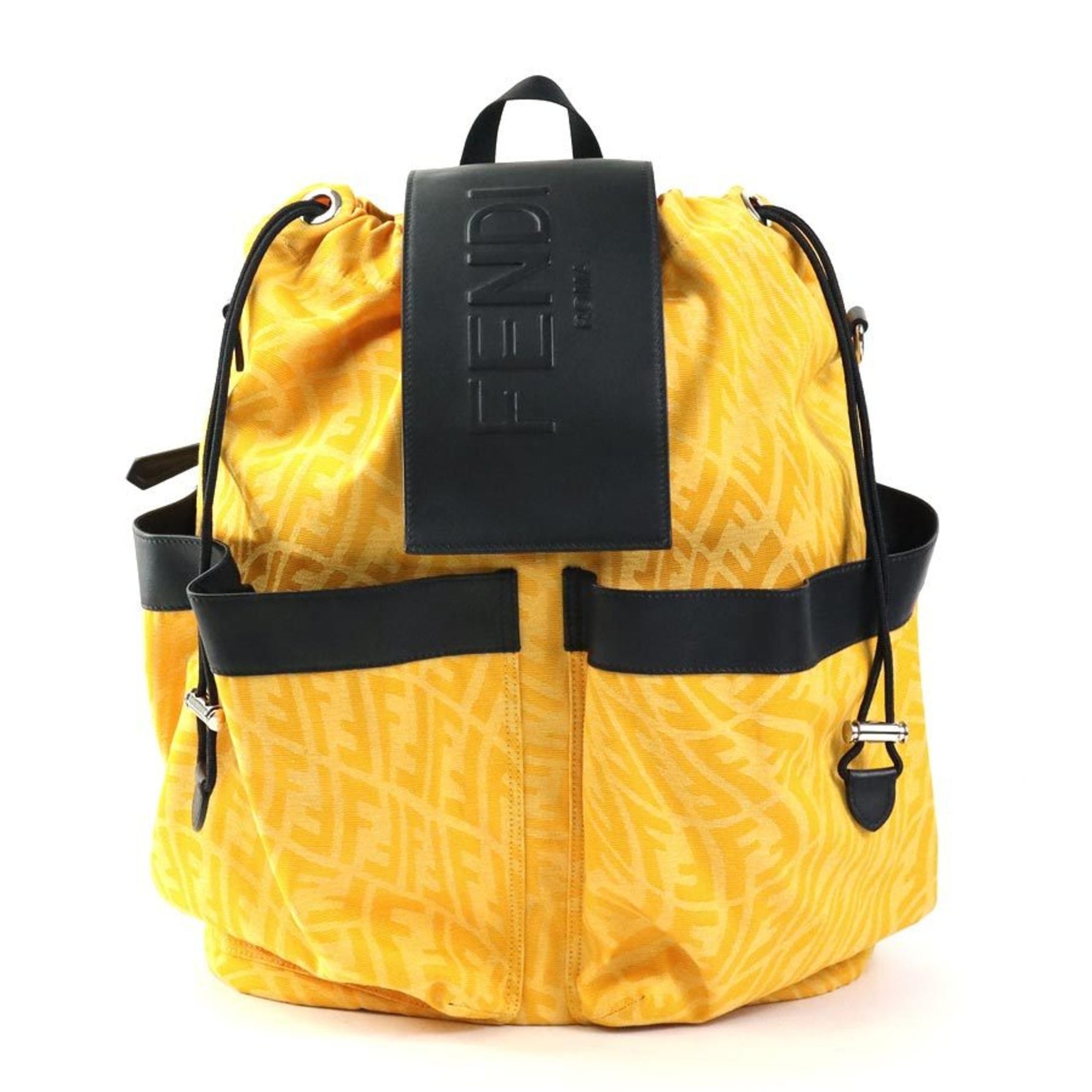 FENDI Backpack Canvas Yellow x Black AG