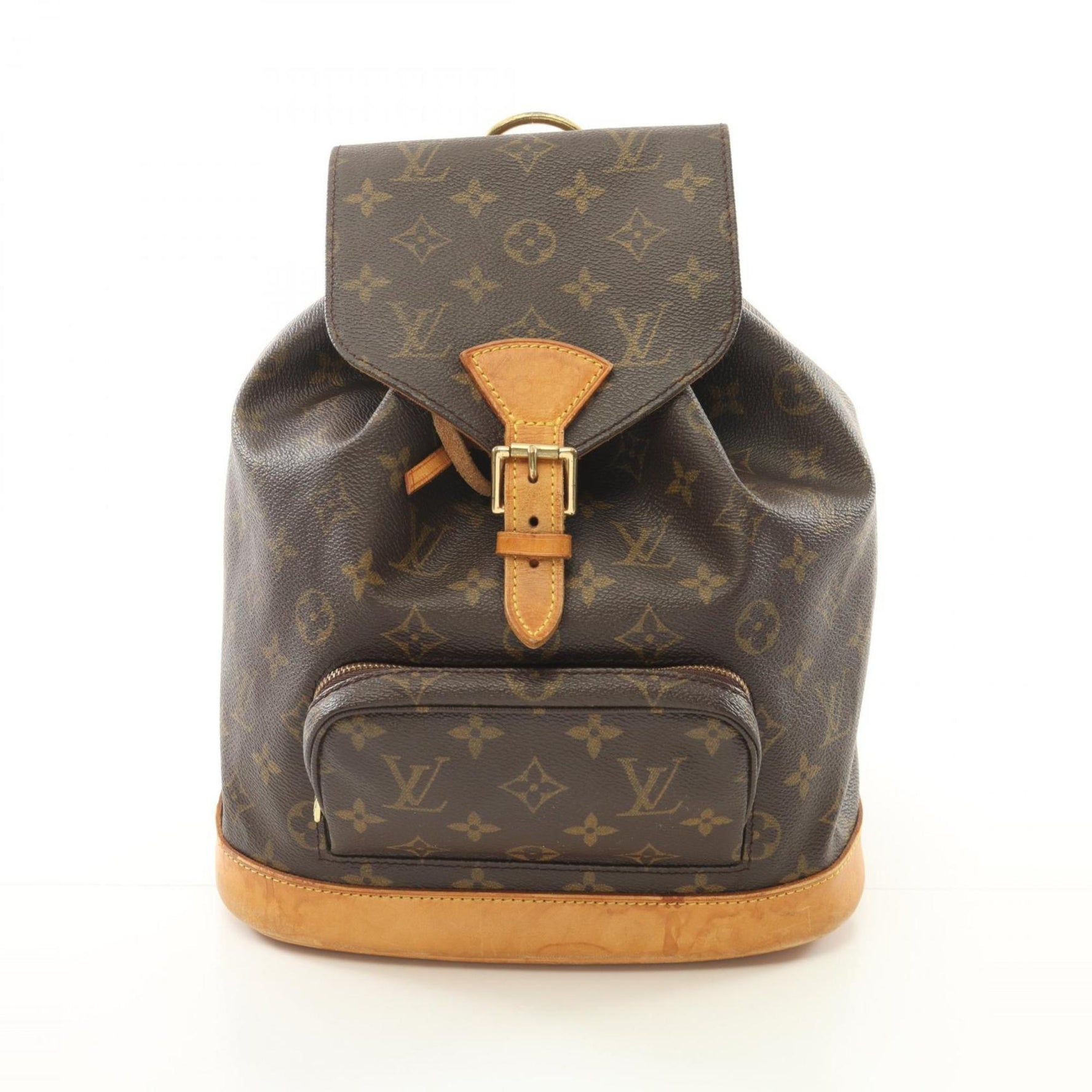 Louis Vuitton Montsouris MM Rucksack Backpack Bag Coated Canvas Leather Monogram Brown