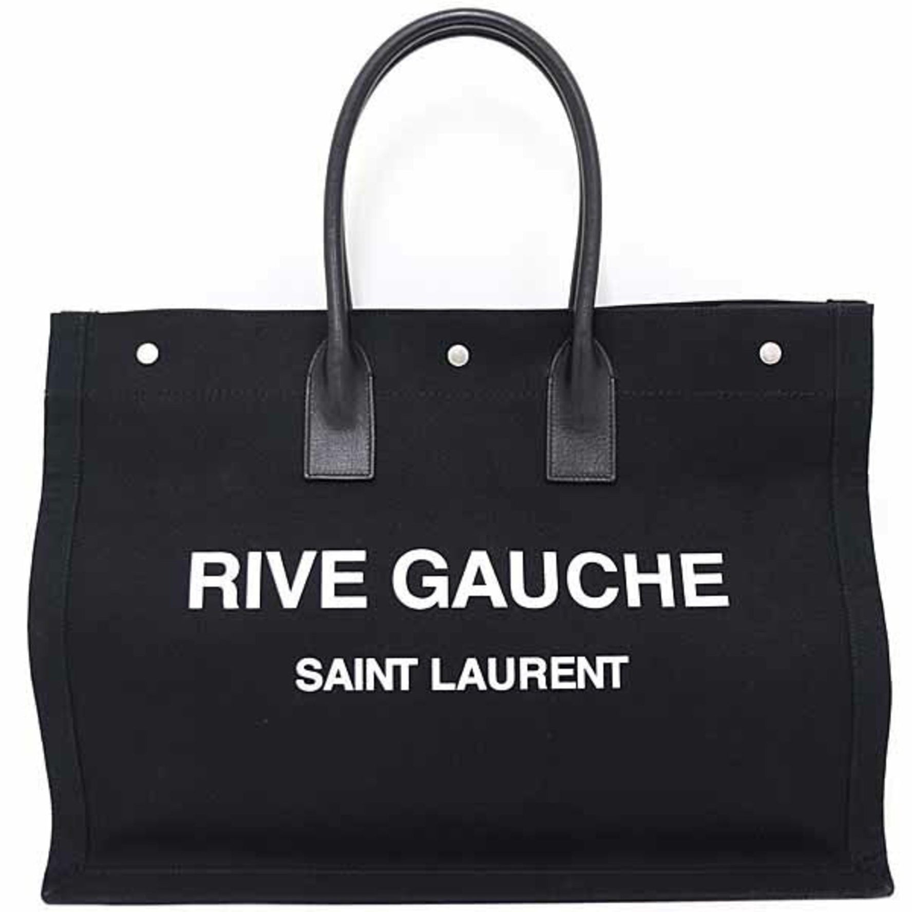 Saint Laurent Rive Gauche Tote Bag Cotton Canvas Leather