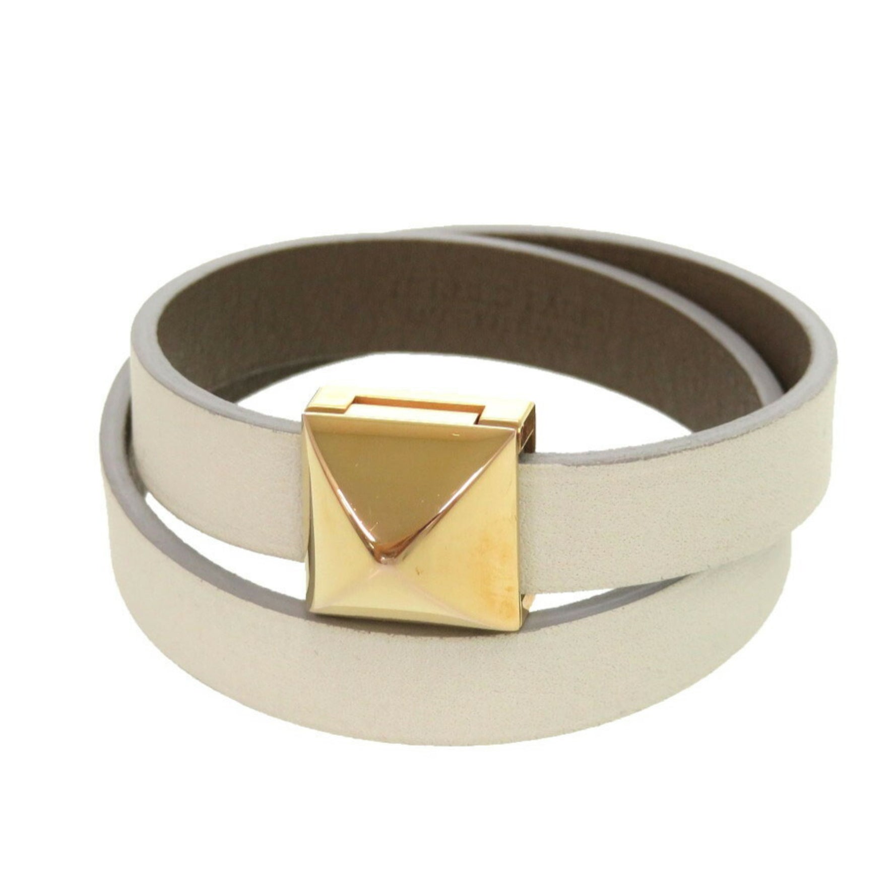 Hermes Medor Double Tour Leather White Bracelet 0030