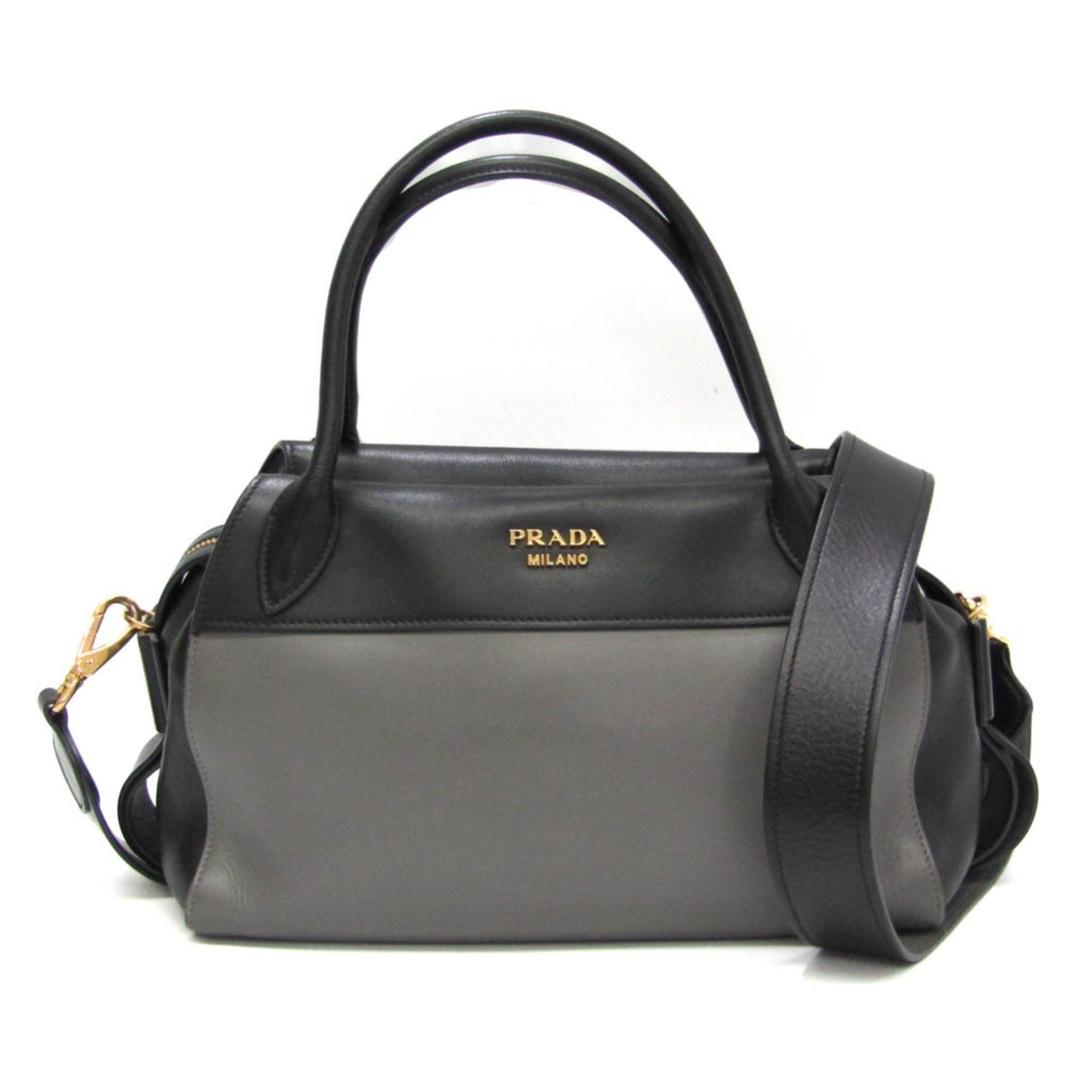 Prada Leather Handbag,Shoulder Bag Black,Gray