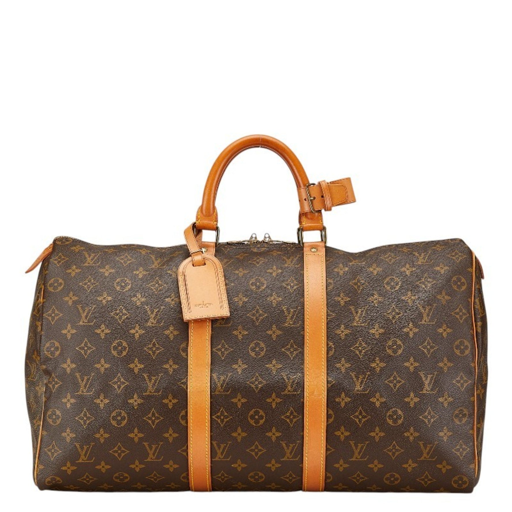 Louis Vuitton Monogram Keepall 50 Boston Bag Shoulder PVC Leather