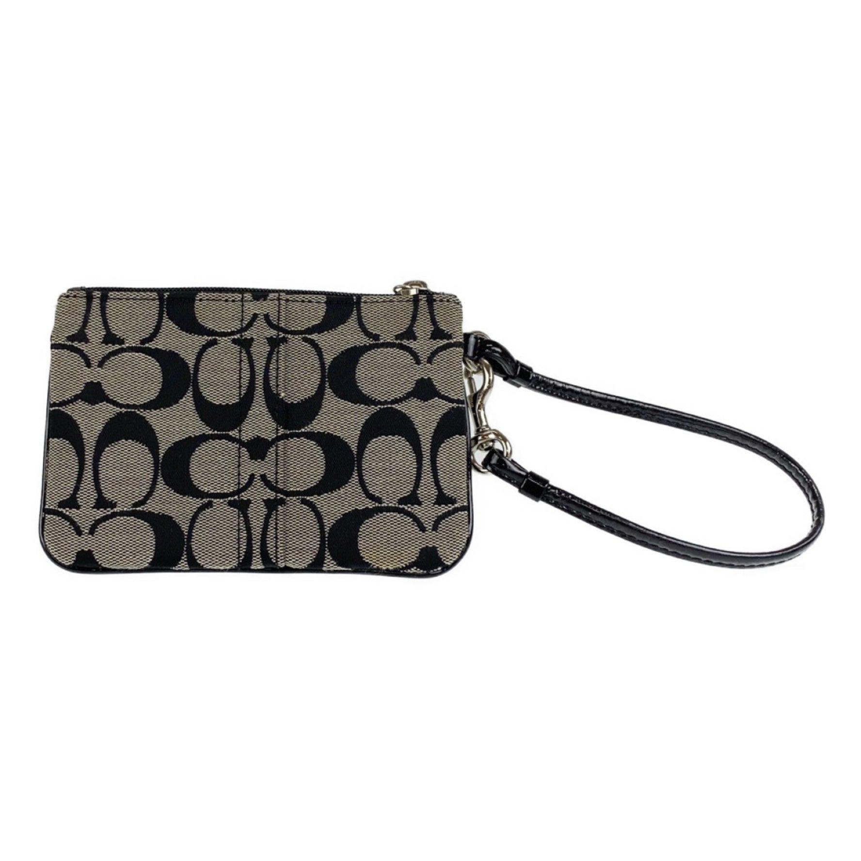 COACH Signature Silver Canvas Accessory Pouch Wristlet