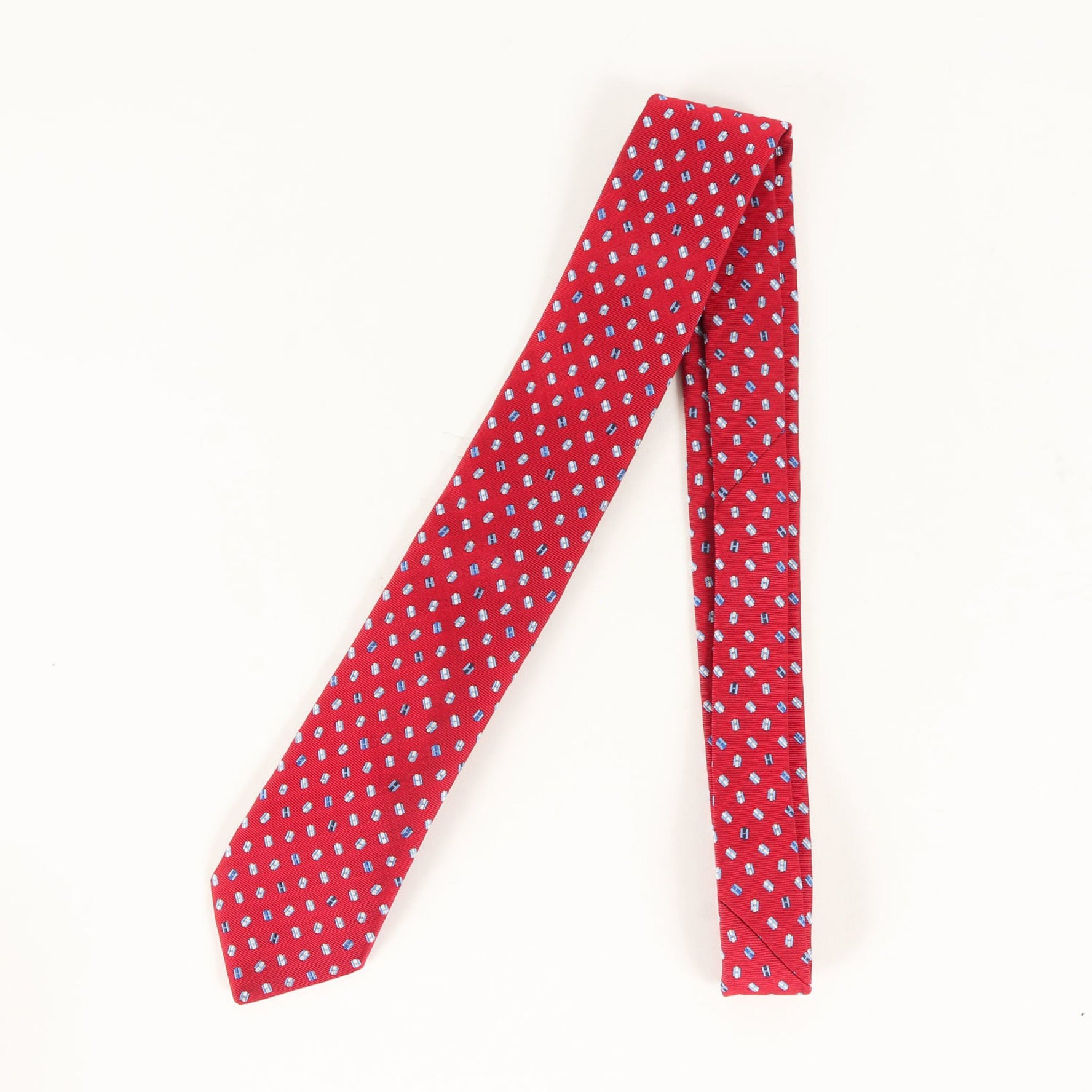 HERMES H Pegasus Silk Necktie, Burgundy, Luxury