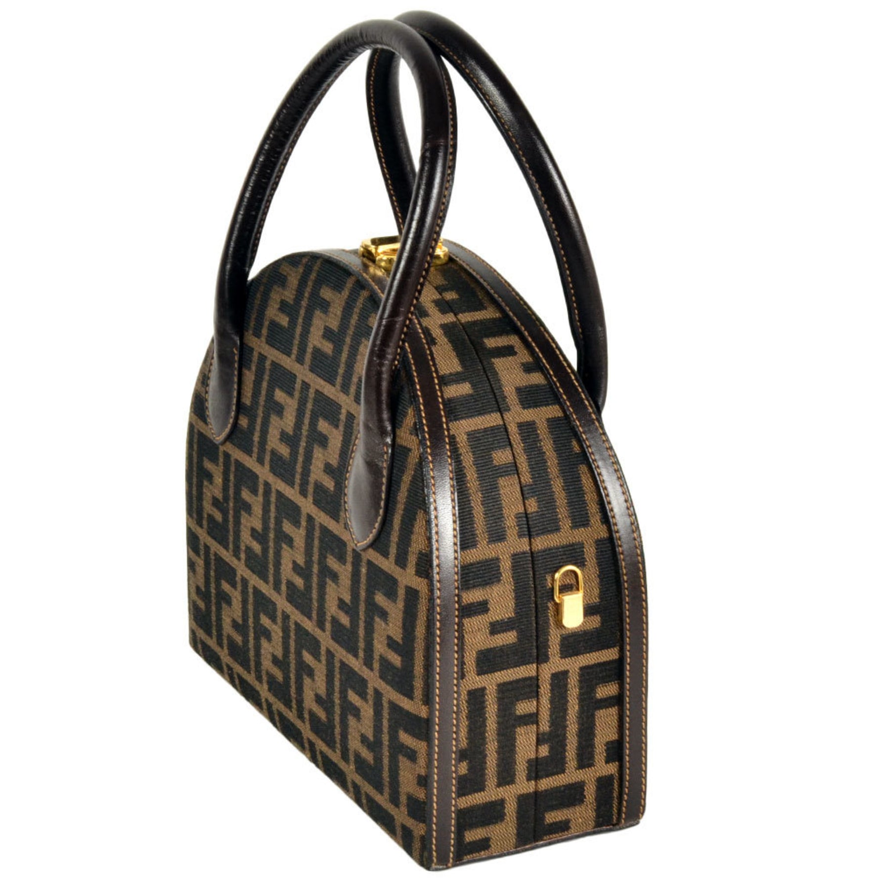 FENDI Zucca pattern round vanity handbag