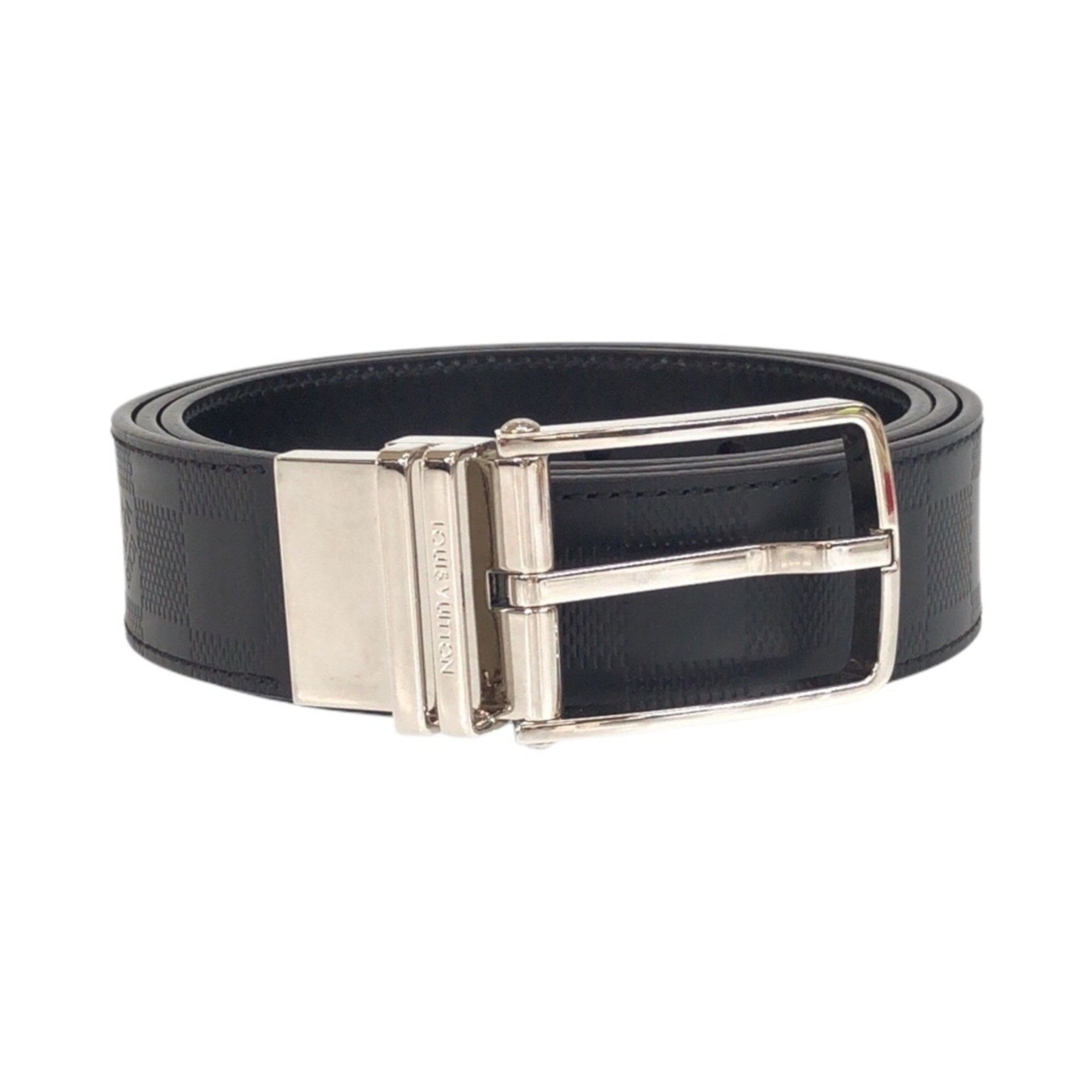 LOUIS VUITTON Damier Infini Santur 105 42 Black with Silver Hardware, Leather Belt, Reversible