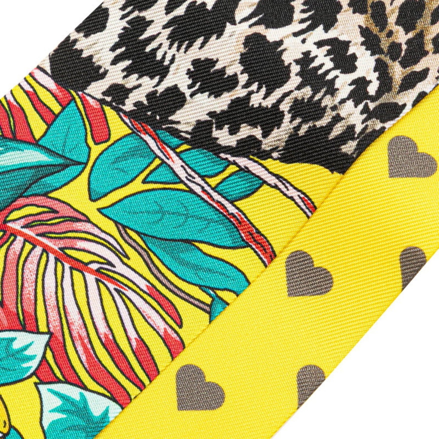 Hermes Twilly Jungle Love Scarf Muffler Yellow Brown Multicolor Silk
