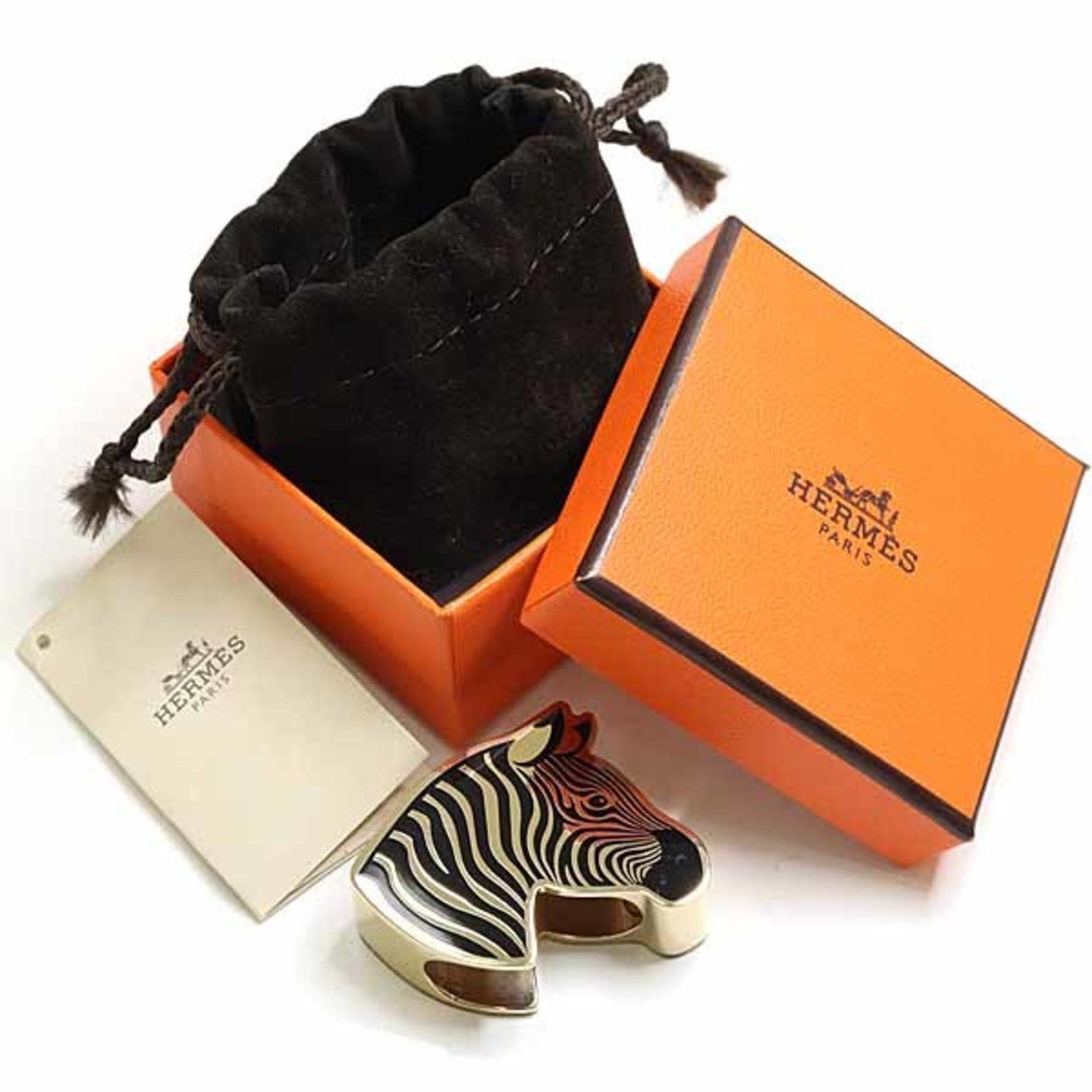 Hermes Scarf Ring Zebra Black