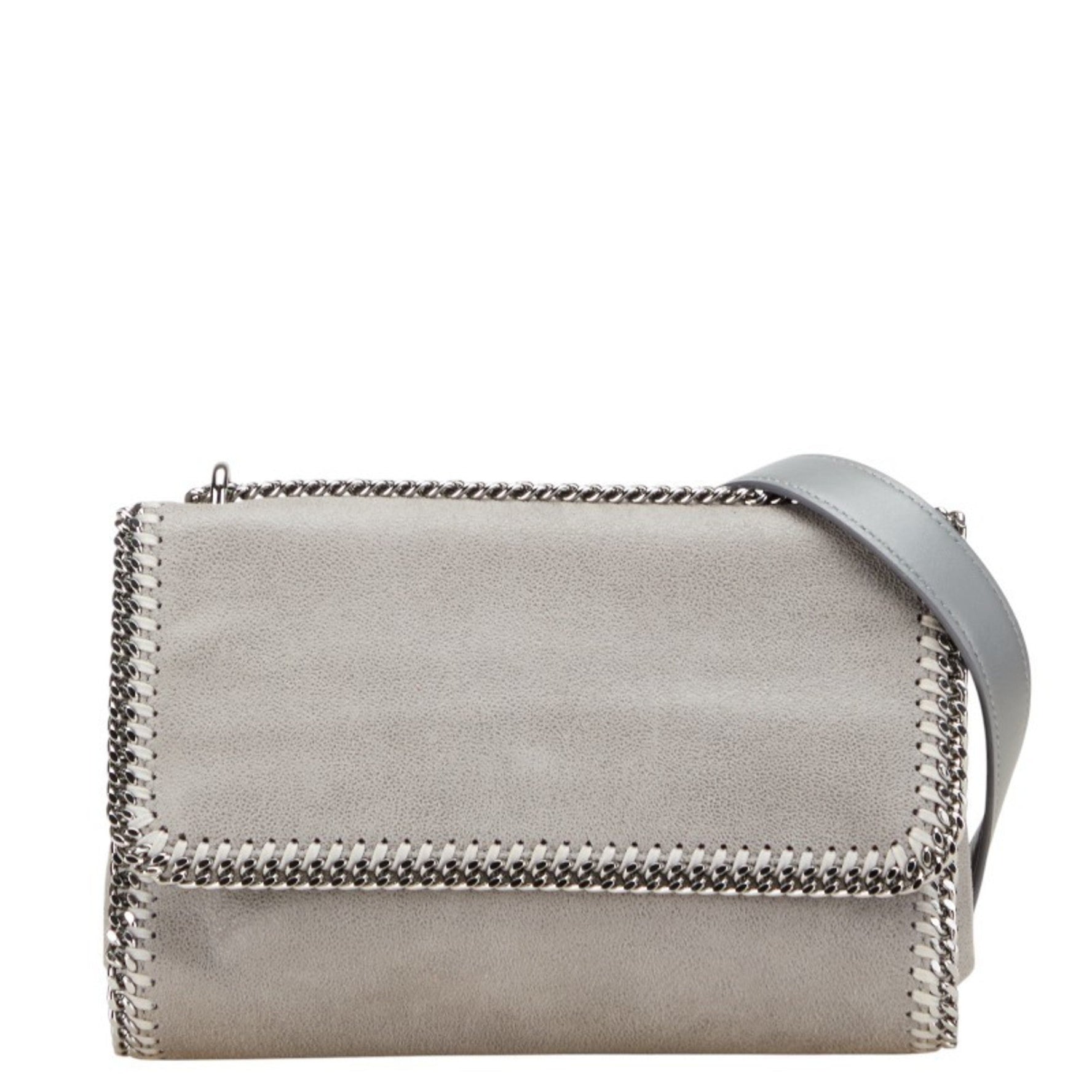 Stella McCartney Falabella Chain Shoulder Bag in Gray and Beige Polyester