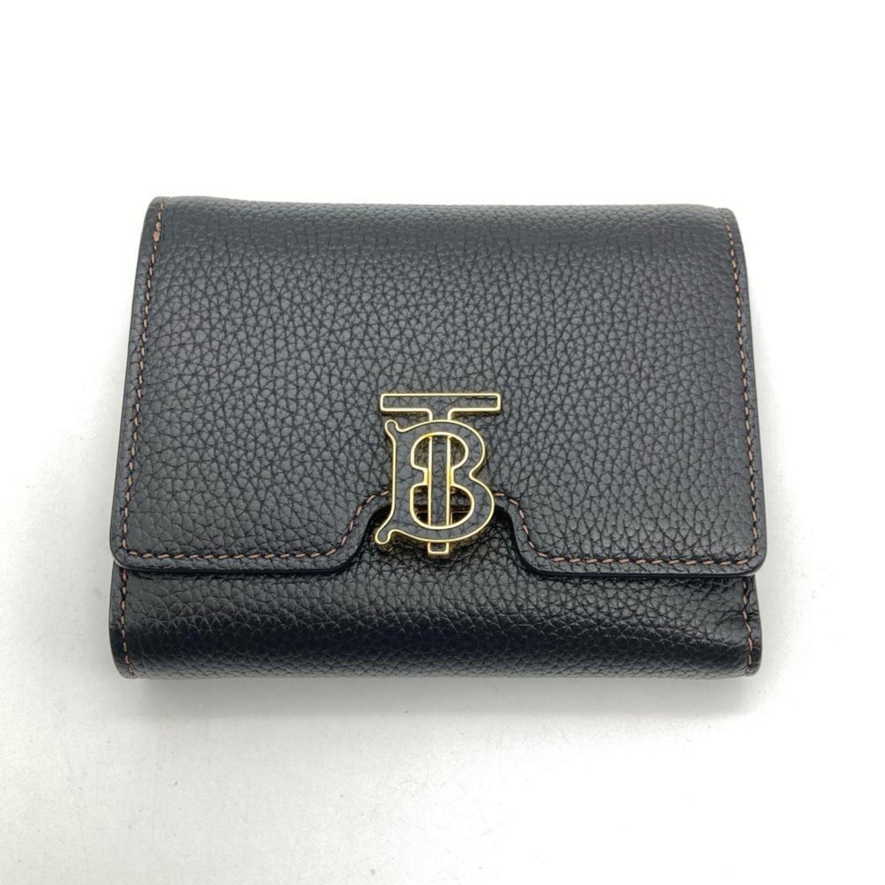 Burberry TB Compact Wallet Tri-fold Leather