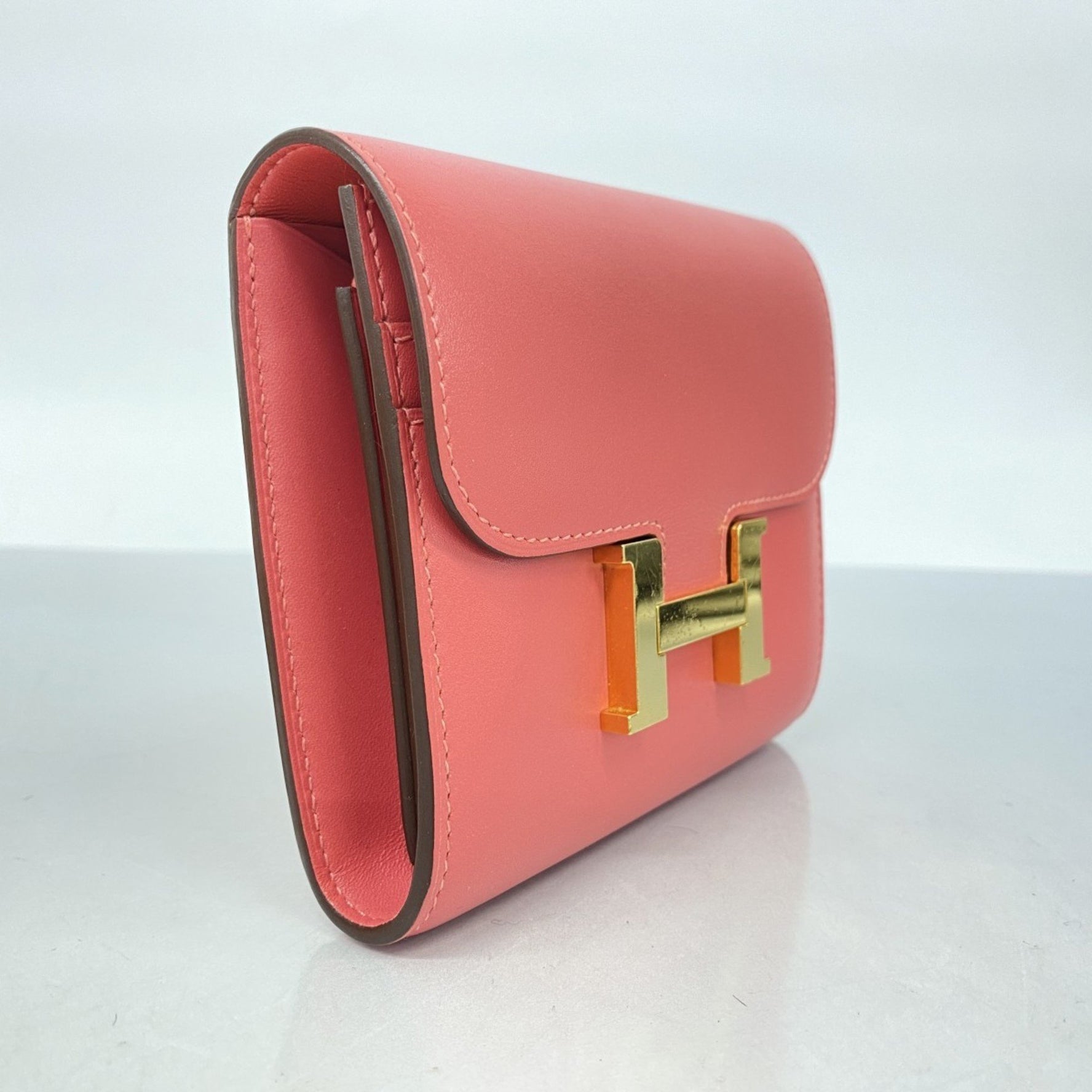 Hermes Hermès Constance Compact Tadelakt Rose Lipstick Wallet with C Stamp