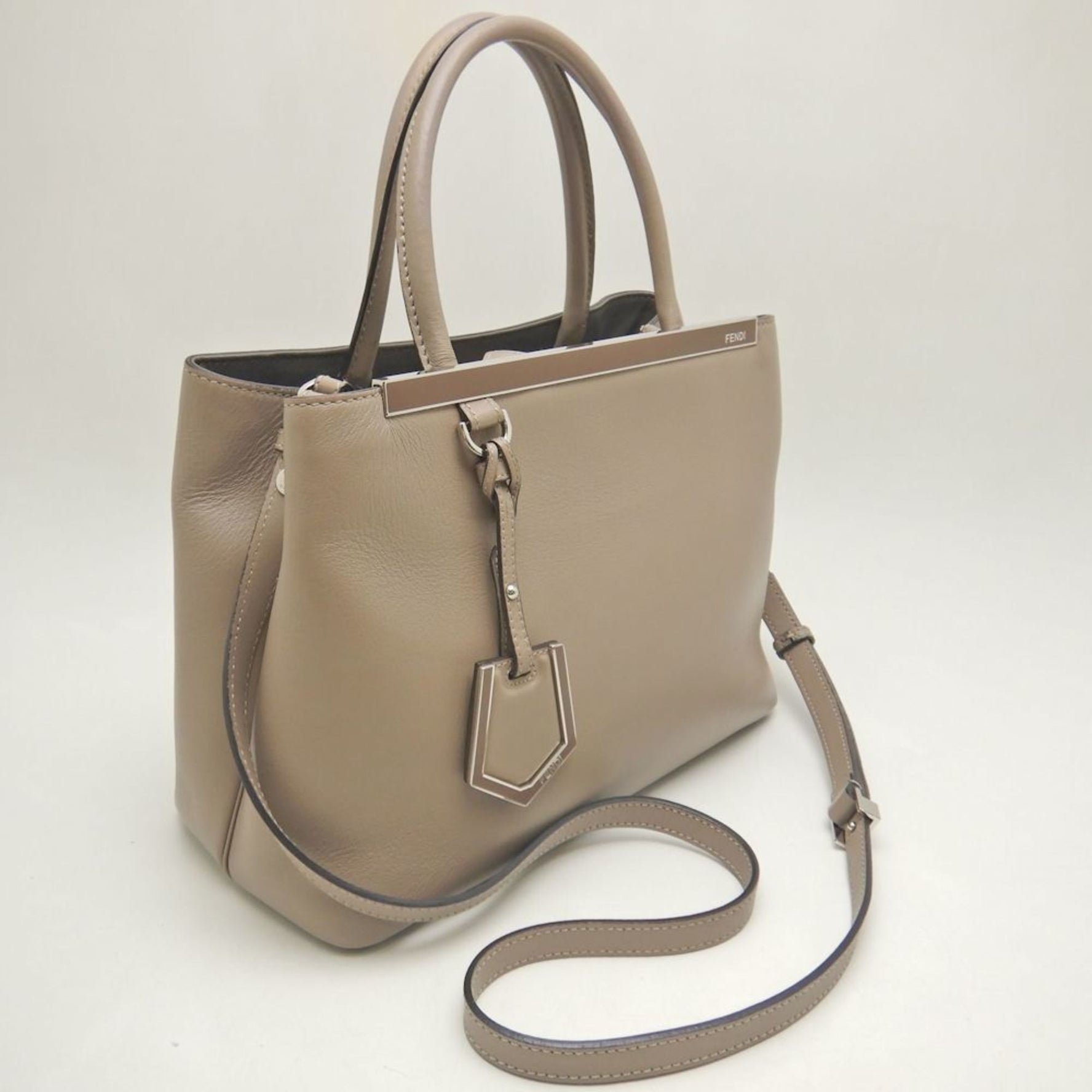 FENDI Petit Toujours Handbag Leather Greige