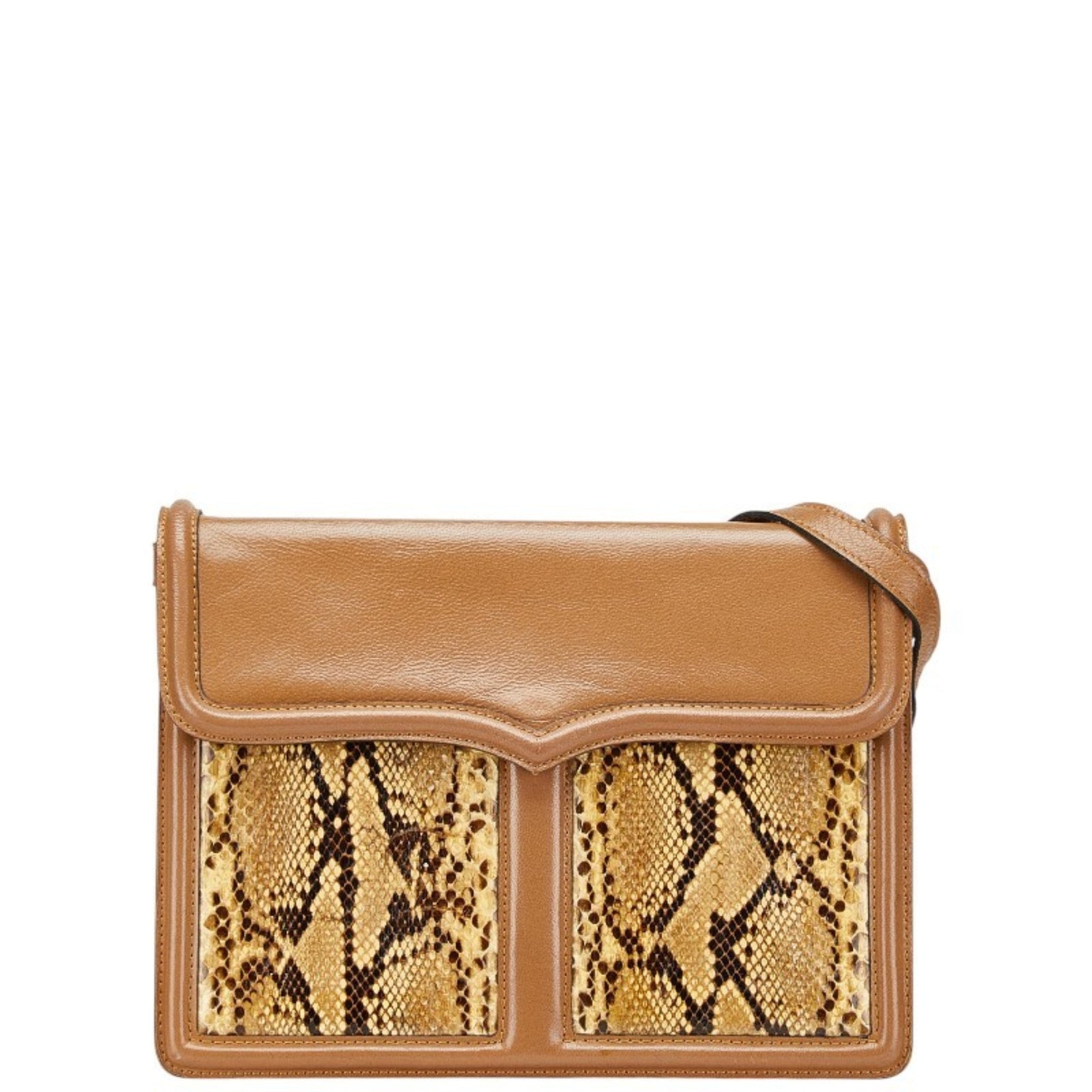 Saint Laurent Python-embossed One-Shoulder Bag in Leather