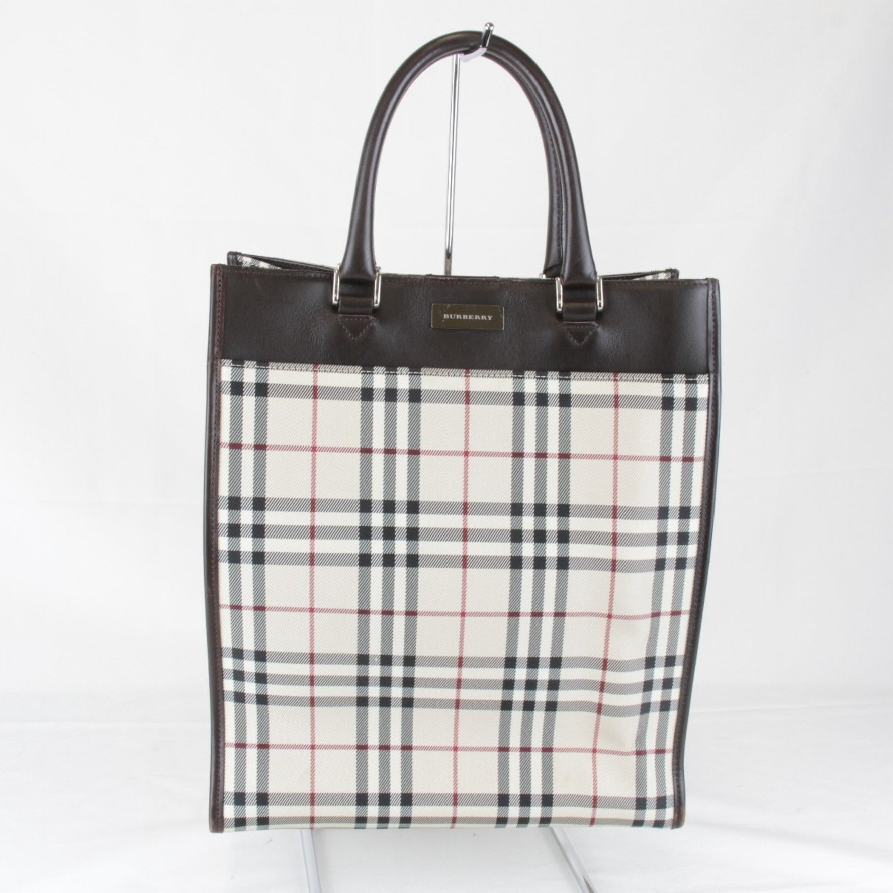 BURBERRY Tote Bag Canvas Leather
