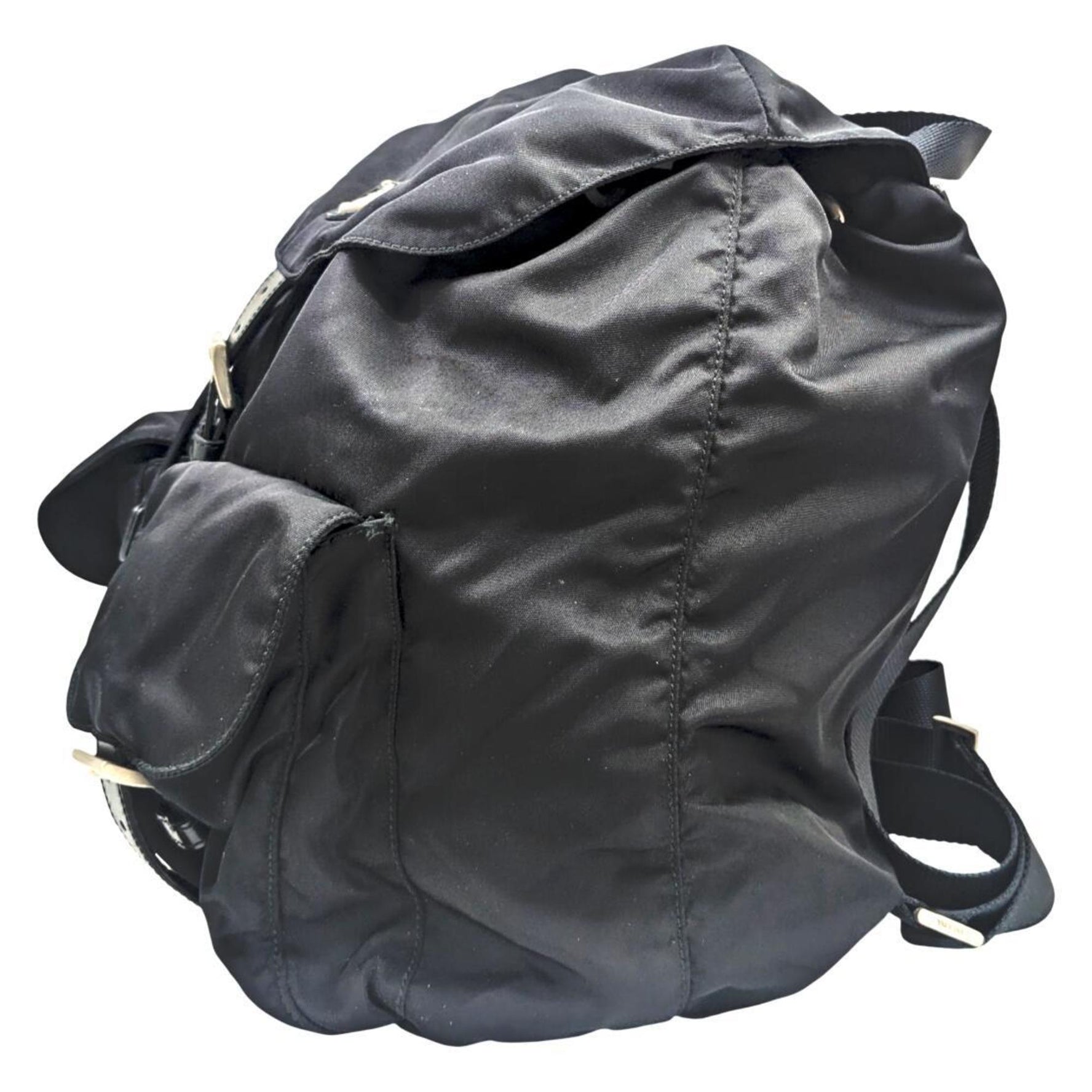 PRADA nylon backpack, with triangular plate, .