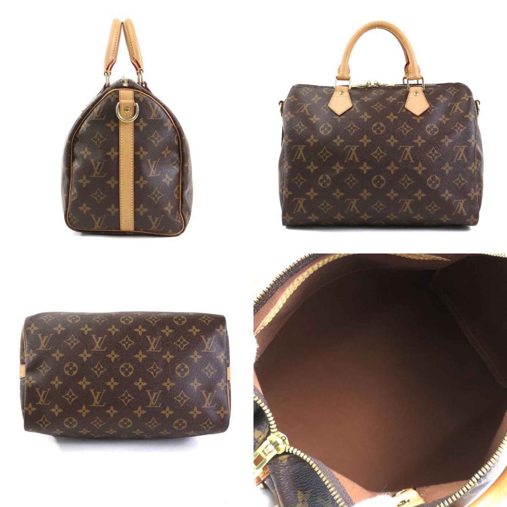 Louis Vuitton Handbag Shoulder Bag Monogram Speedy Bandouliere 30 Canvas Brown Gold