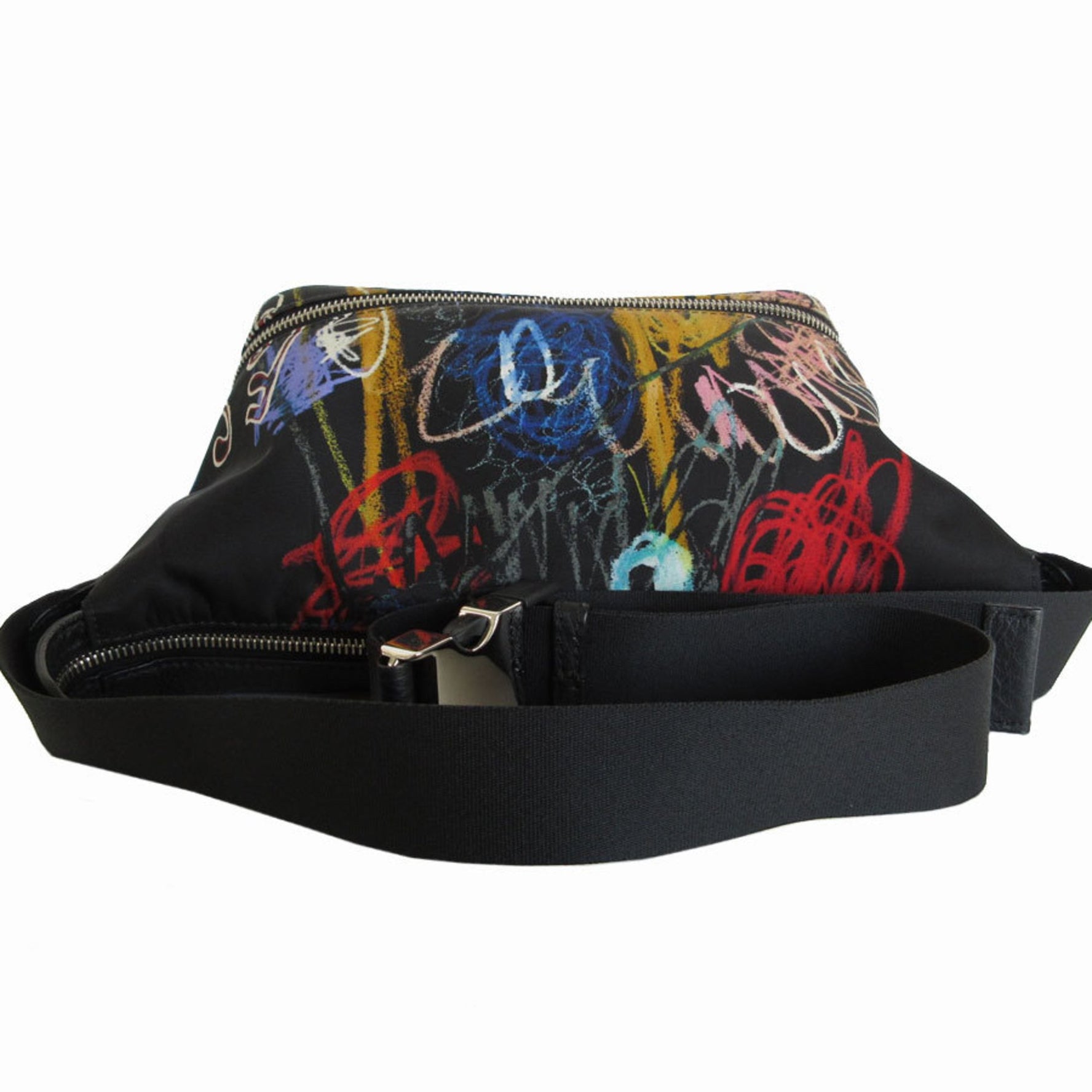 FENDI Body bag Shoulder Nylon Leather Black Multicolor Silver