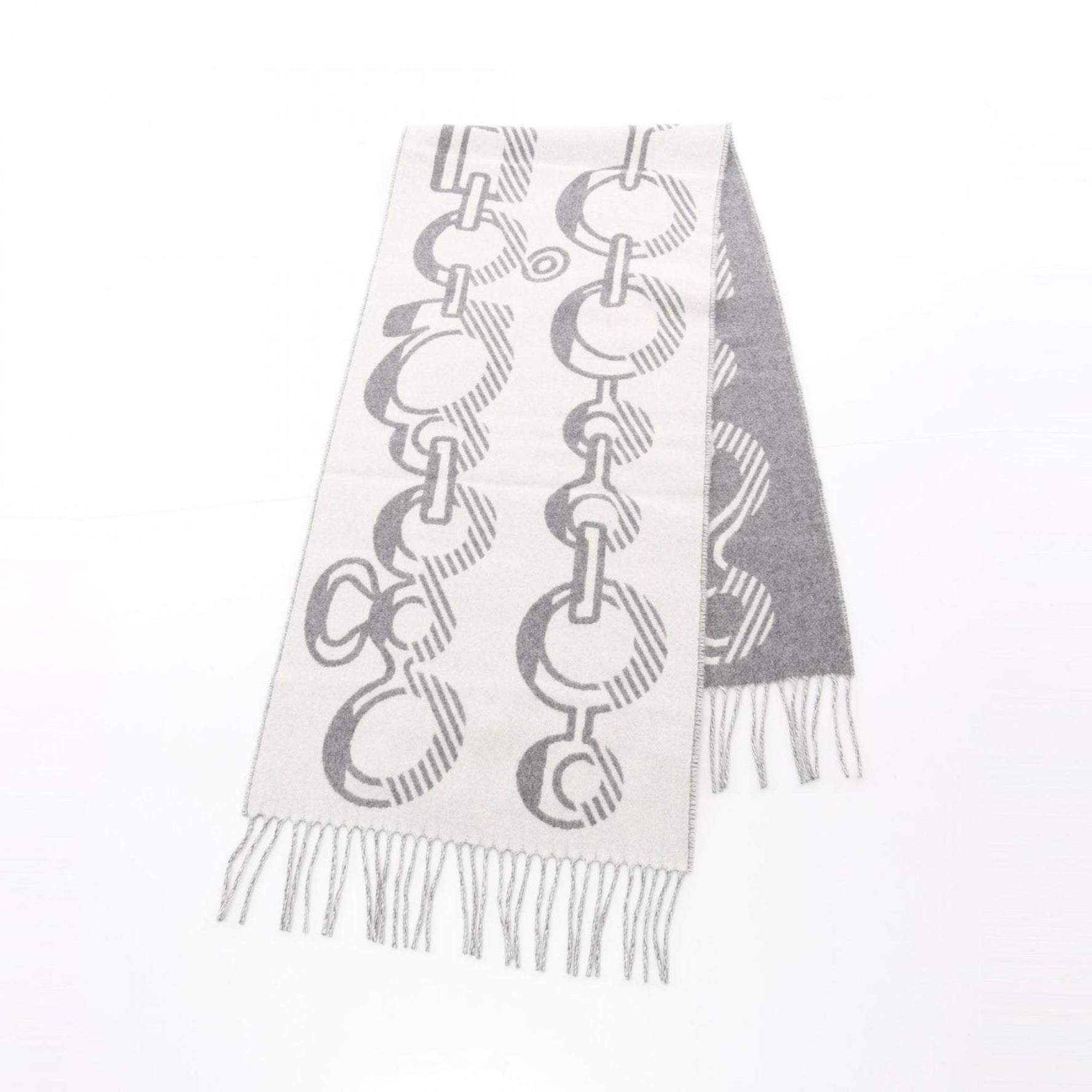 Hermes Doré Buckle Scarf Clothing Cashmere Grey White