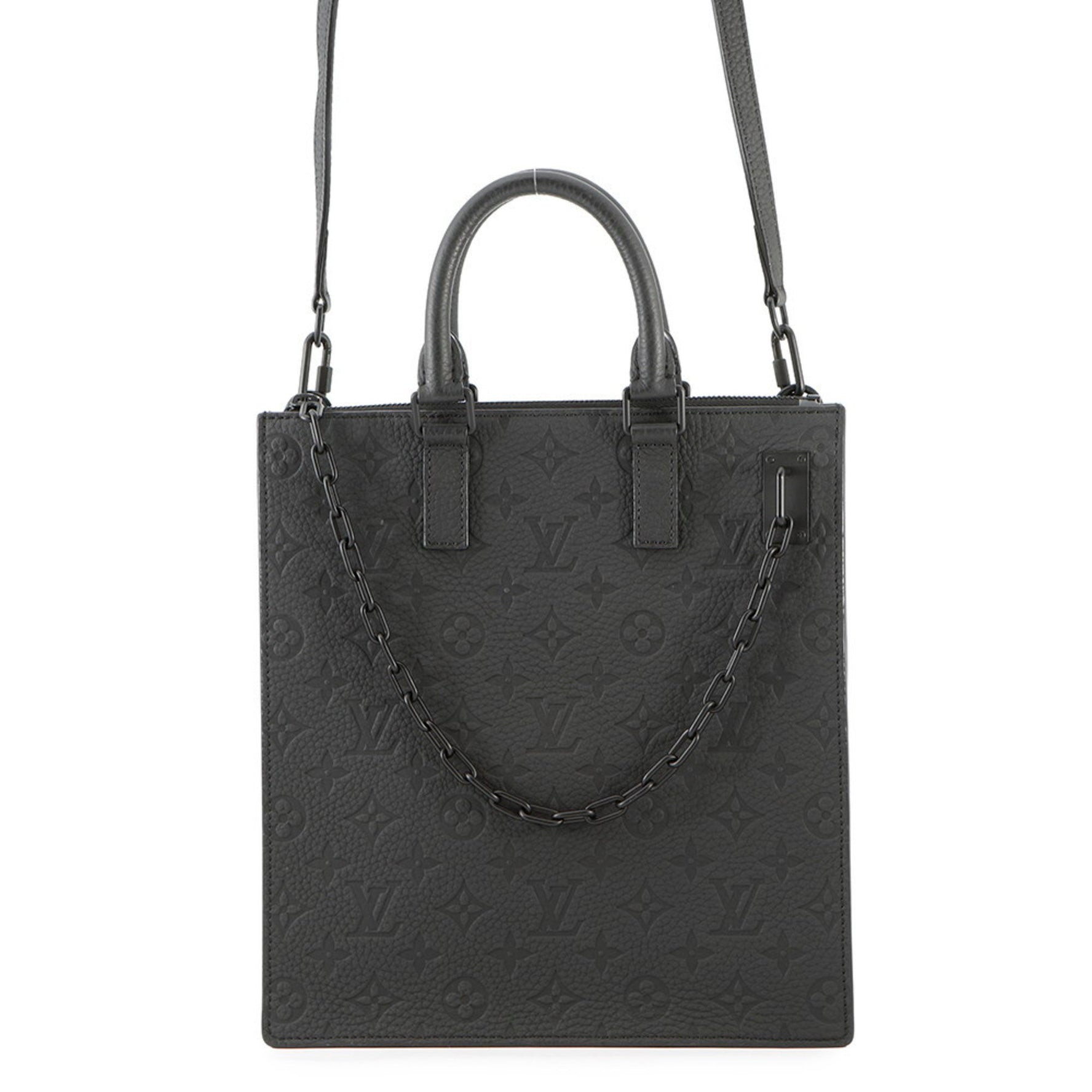 Louis Vuitton Monogram Taurillon Sac Plat Handbag LOUIS VUITTON Black