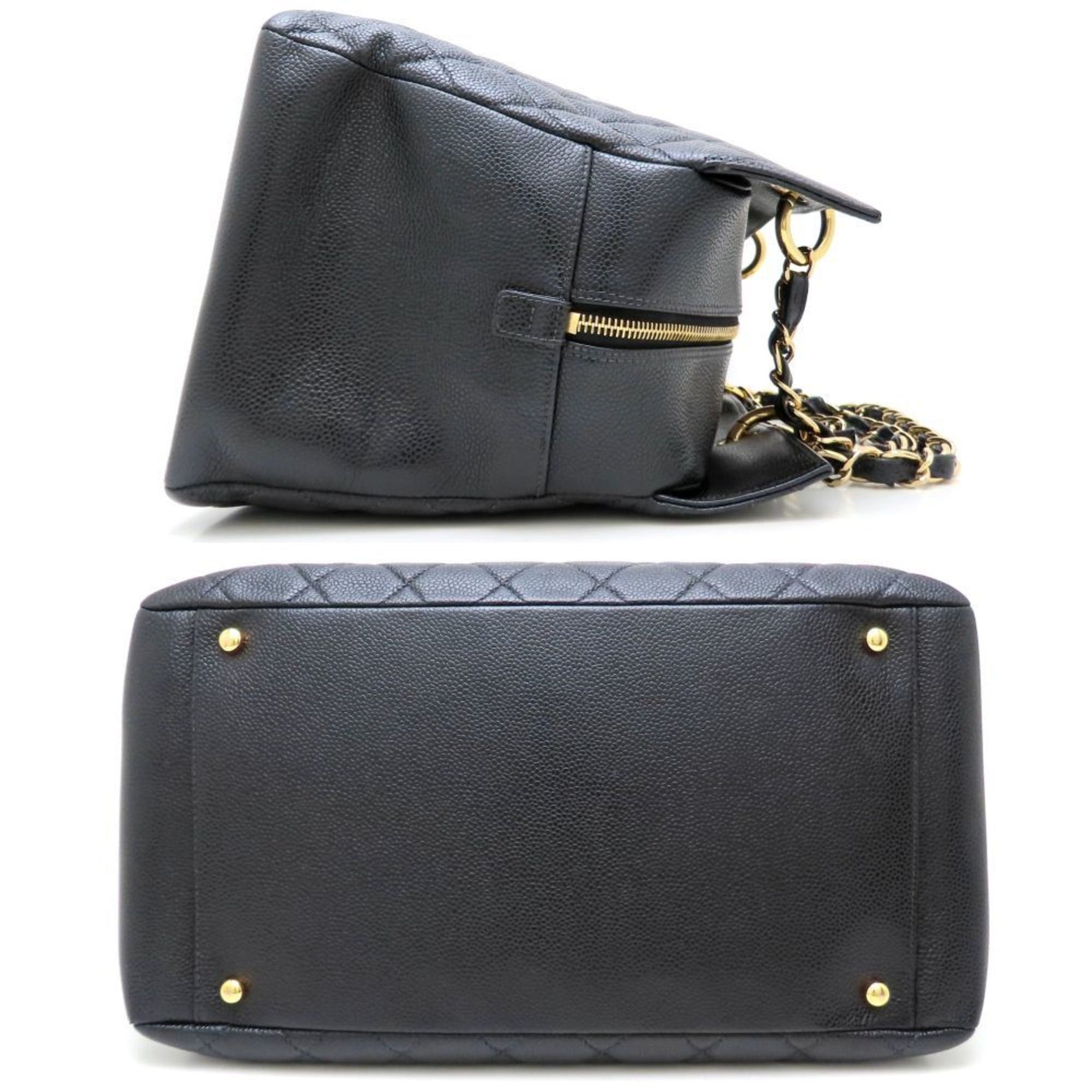 CHANEL Chain Tote Bag Caviar Skin