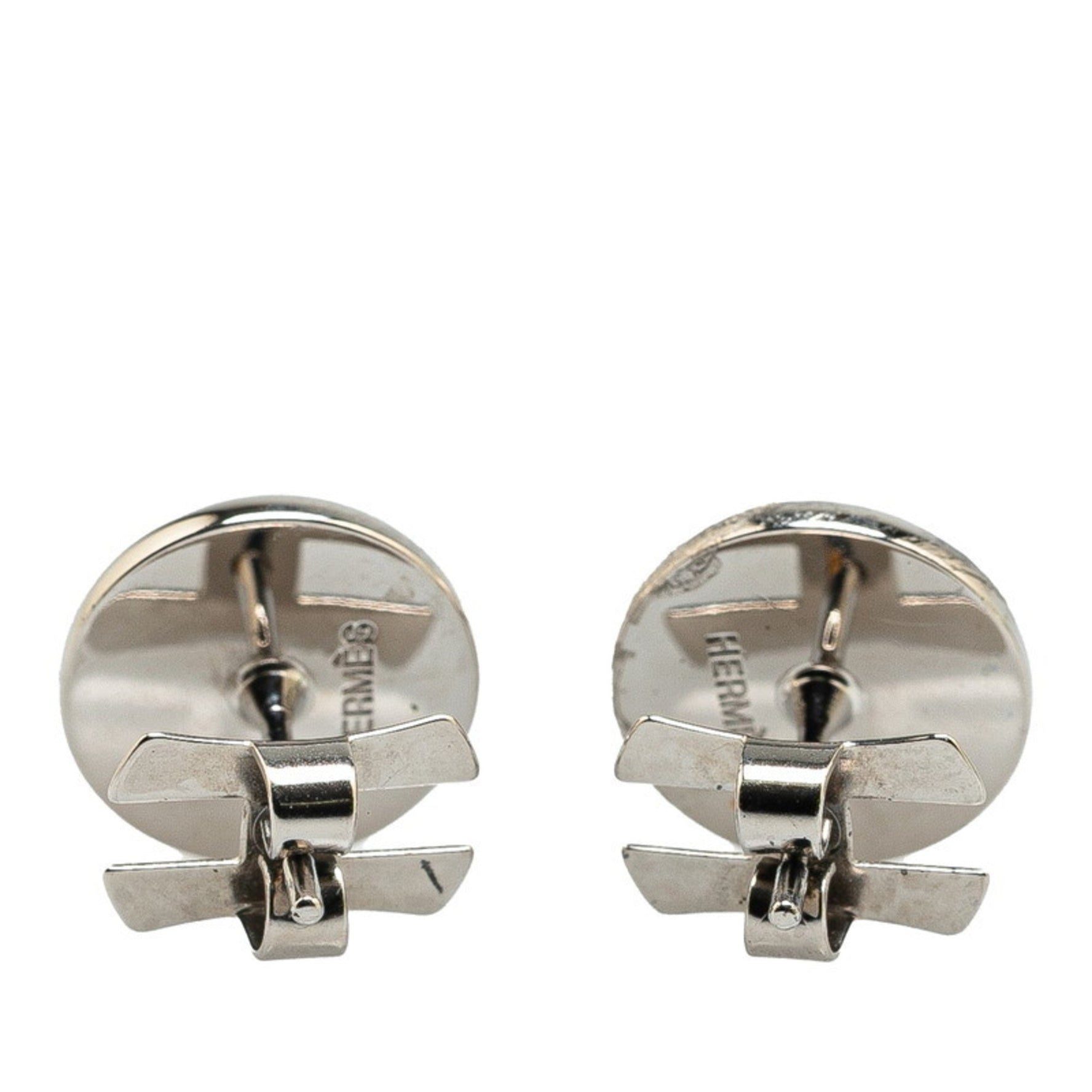 Hermes Hermès Eclipse Earrings in Silver and Light Pink Metal