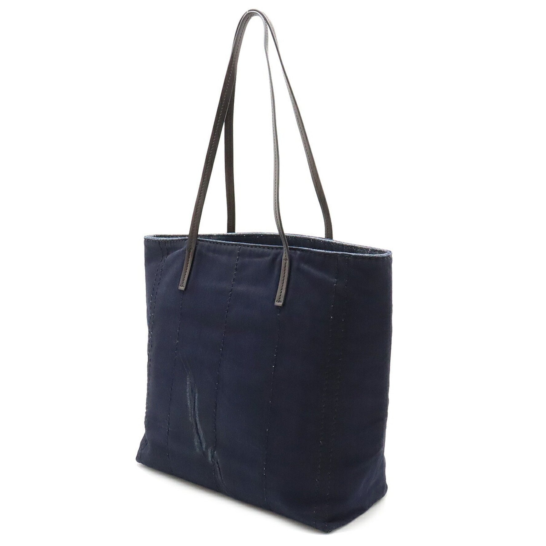 PRADA MISTOLINO VITELLO Tote Bag Shoulder Denim Leather Indigo Black