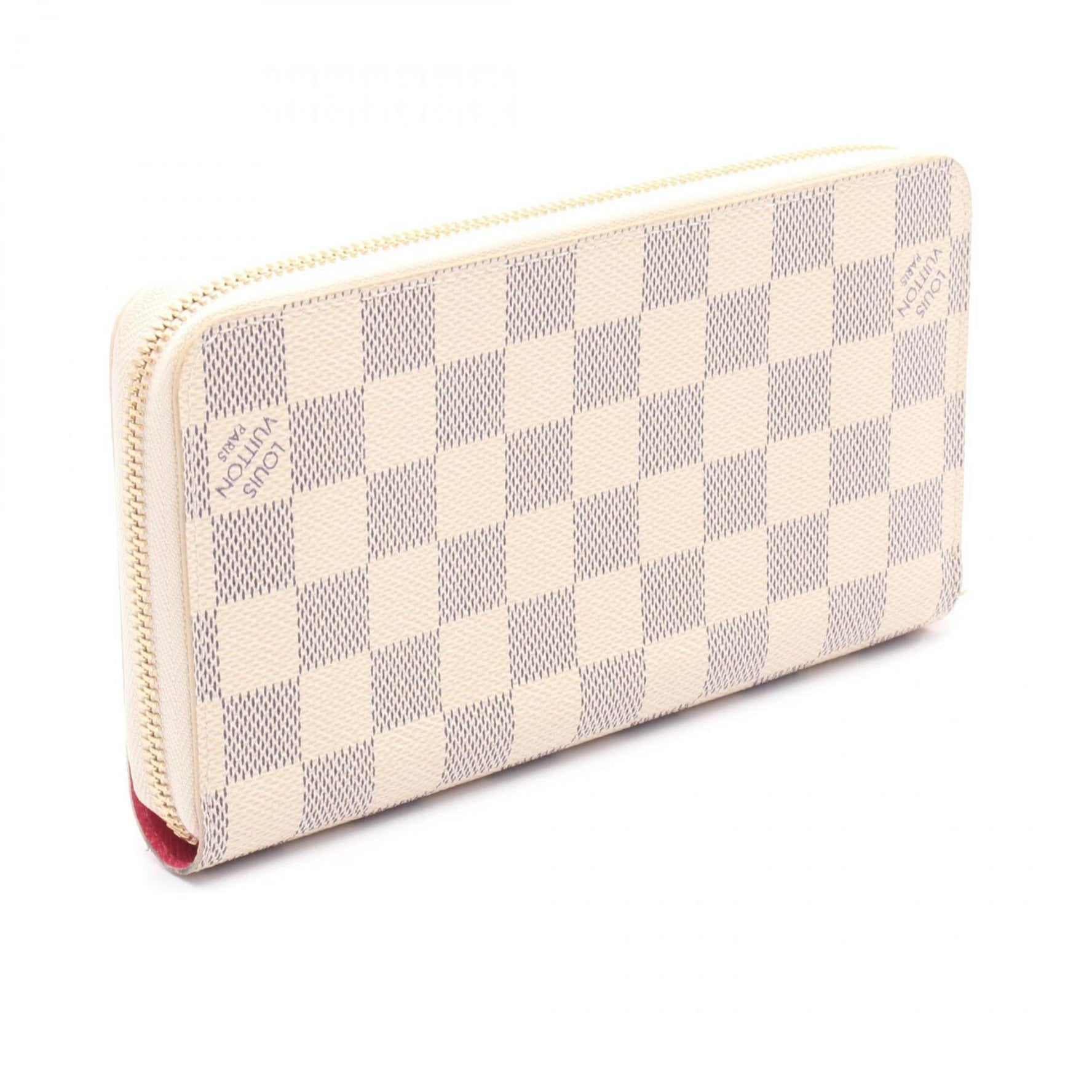 Louis Vuitton Zippy Wallet, Round Long PVC Coated Canvas, Damier Azur, White/Multicolor