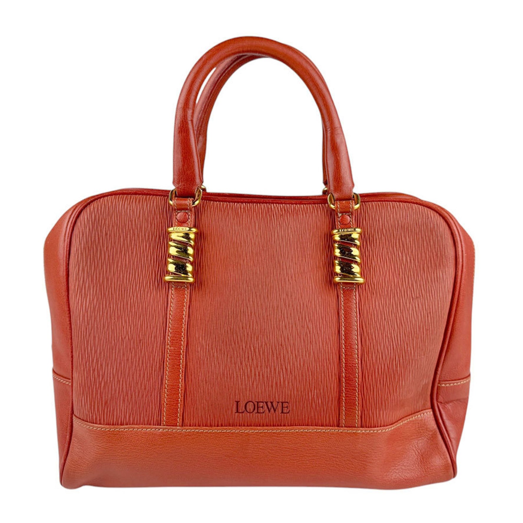 LOEWE handbag leather orange brown ladies