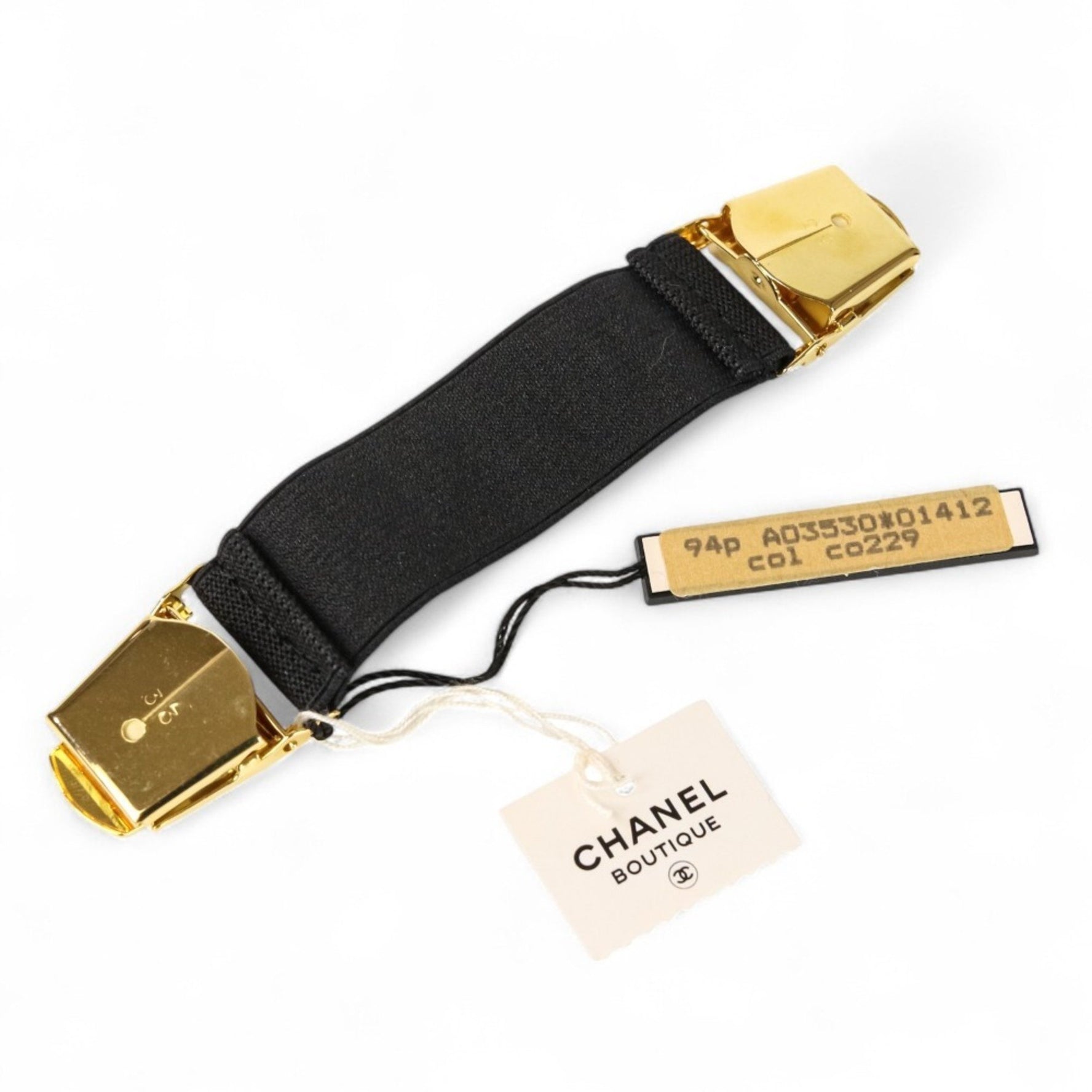 CHANEL Vintage Armband Arm Clip Black Gold Color Hardware