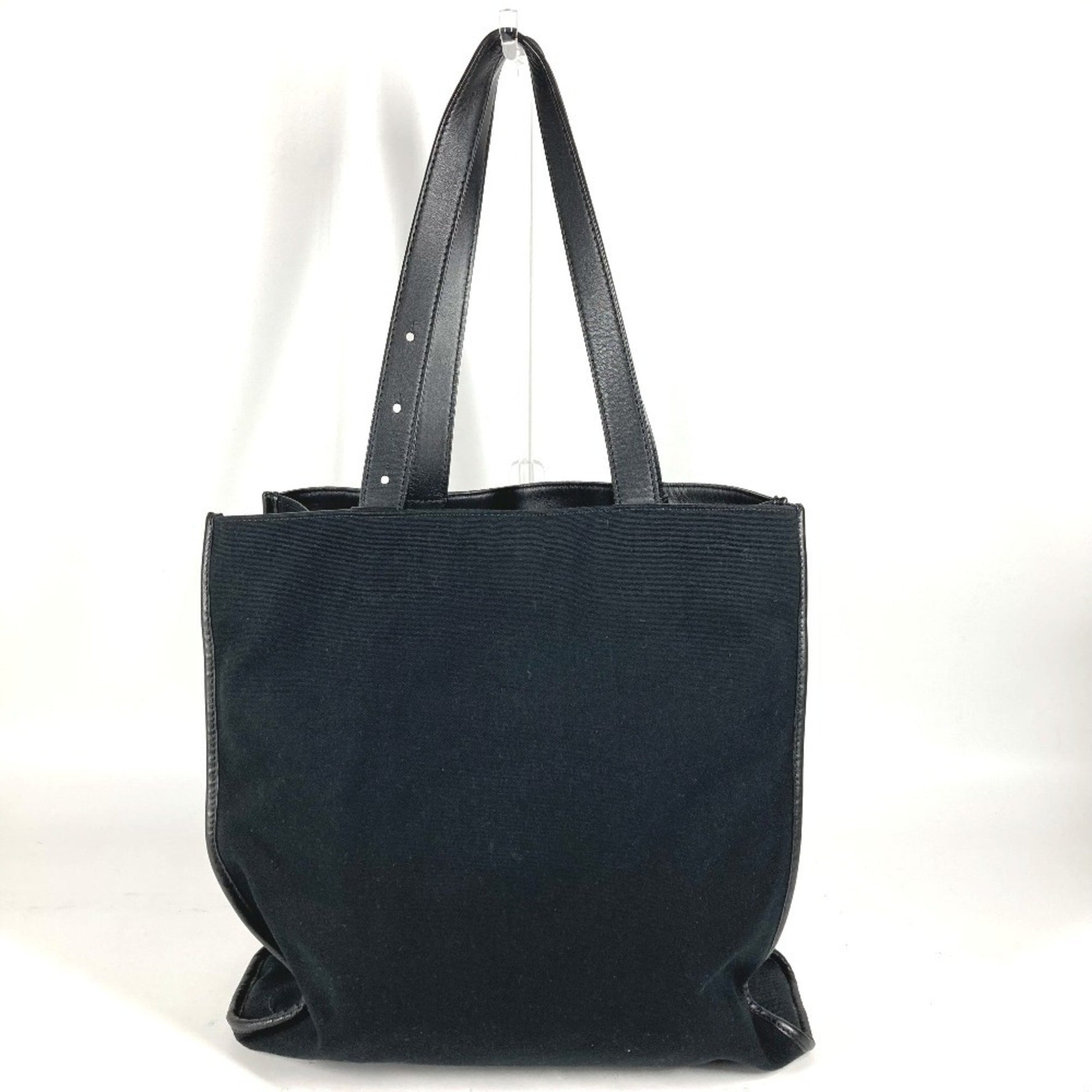 FENDI Shoulder Bag FF Tote Canvas Leather Men's Black