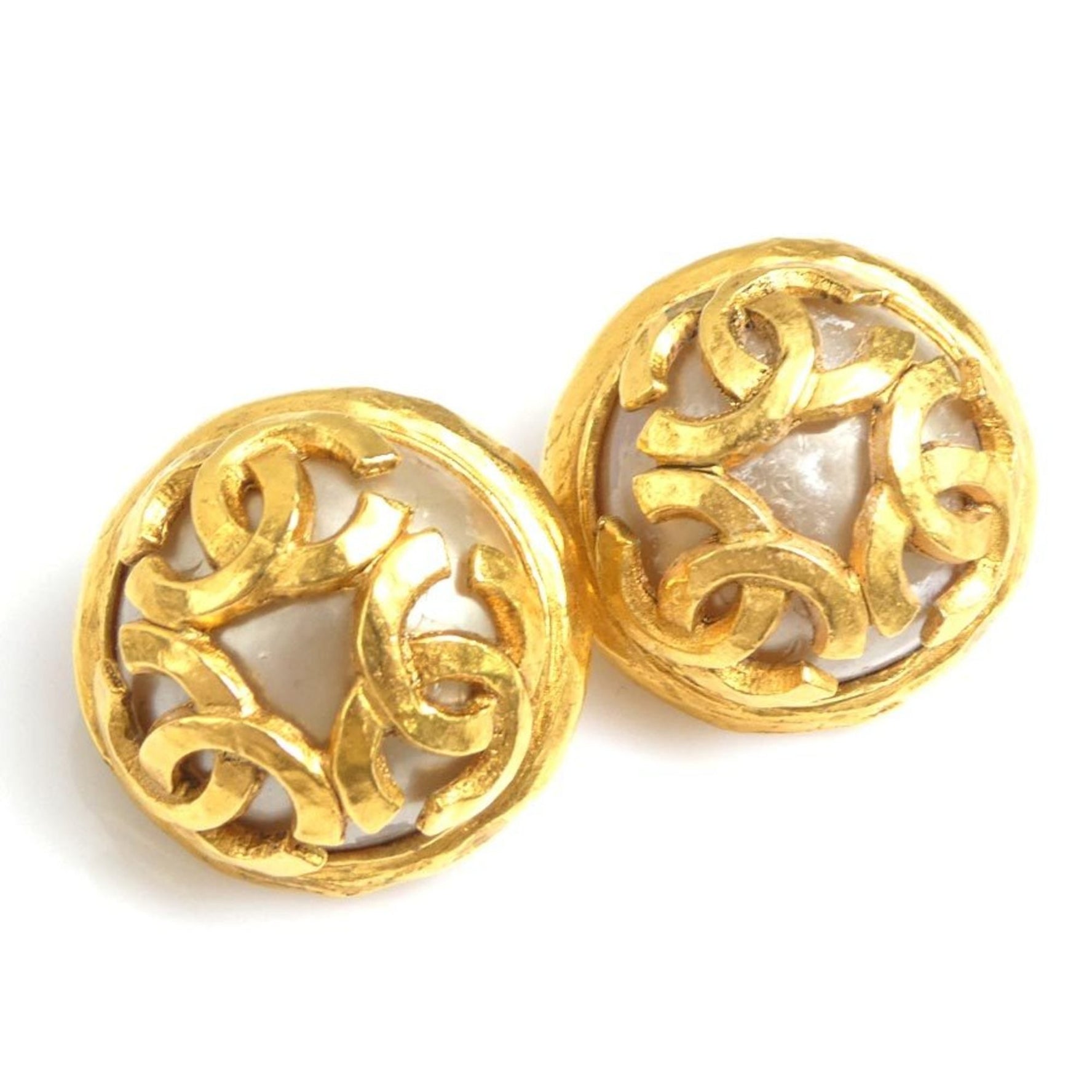 CHANEL Coco Mark Metal Earrings