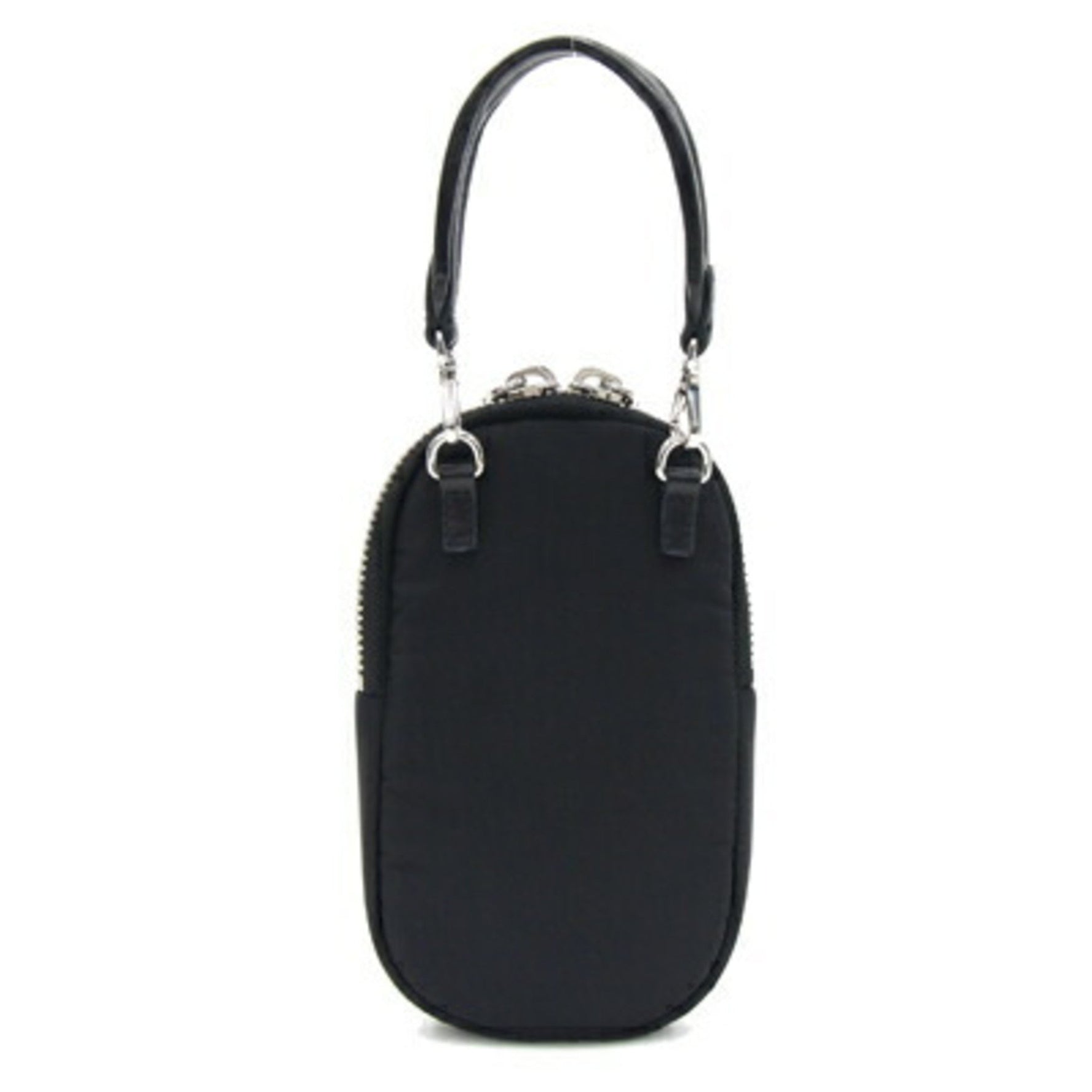 Prada Shoulder Bag Black Nylon Leather Pochette Smartphone Phone Women Men