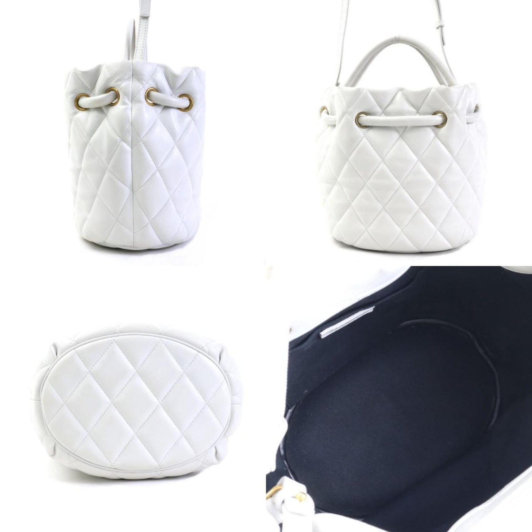 BALENCIAGA handbag shoulder bag quilted bucket leather gold