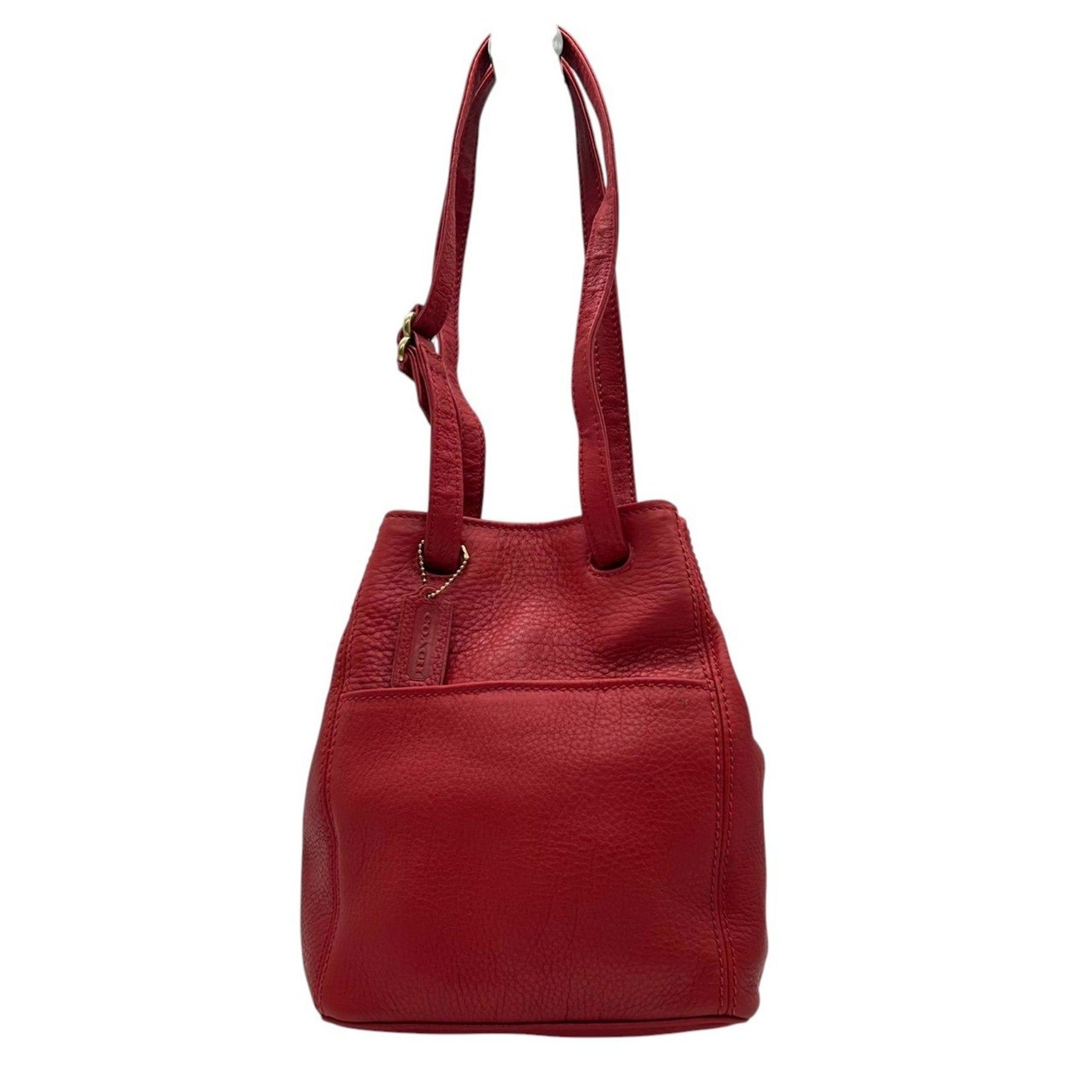 Coach Old Drawstring Shoulder Bag 4923 Bucket in Red Glove-Tanned Leather. One-Shoulder Bag.
