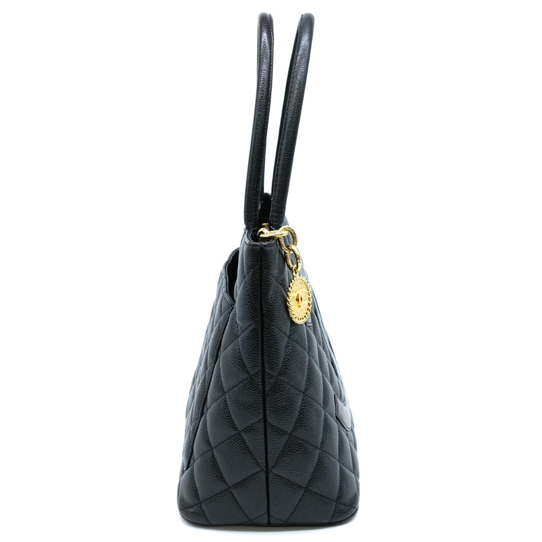 CHANEL Caviar Skin Reproduction Tote Bag Handbag Card Included Coco Mark