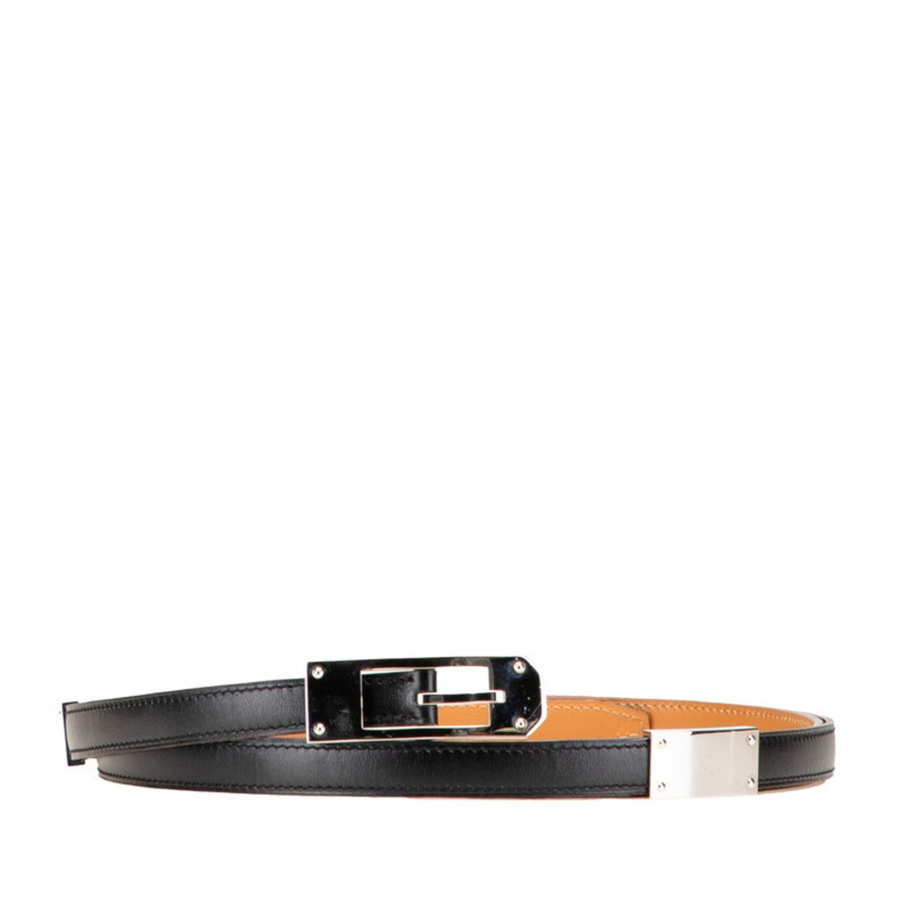 Hermès Kelly Ardion Double-Wrap Belt, Size M, Black/Brown Box Calf Leather, HERMES