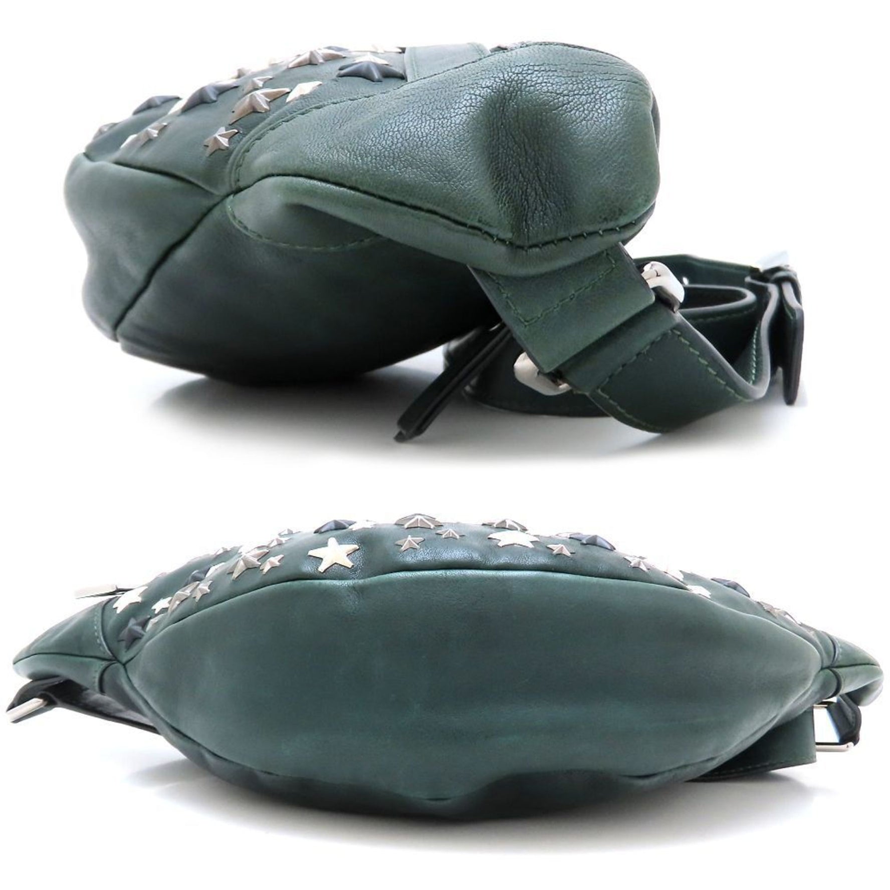 Jimmy Choo Studded Leather Body Bag in Dark Green, Men's