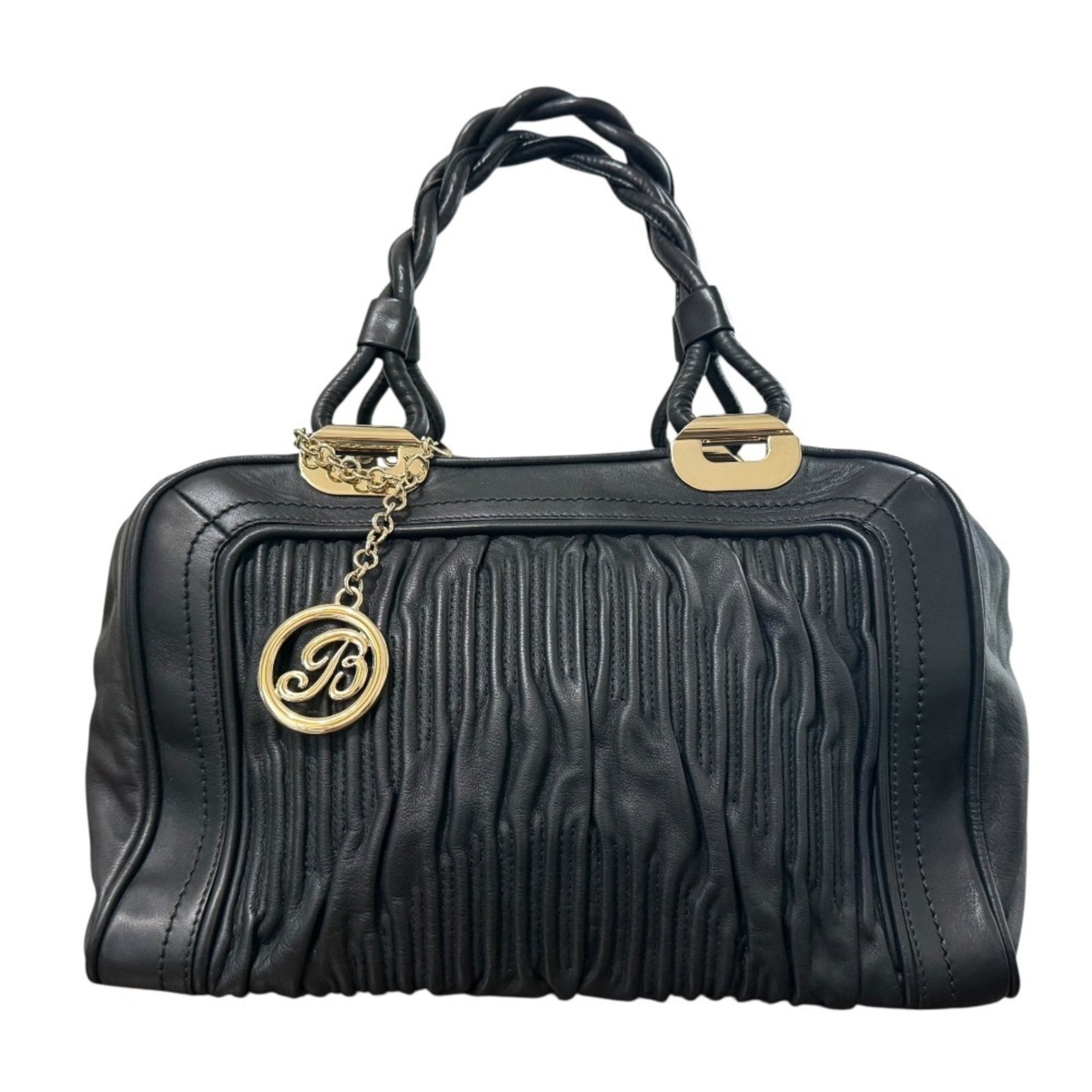 BALLY GUENDALINA-TG Nappa Leather Gathered Boston Bag