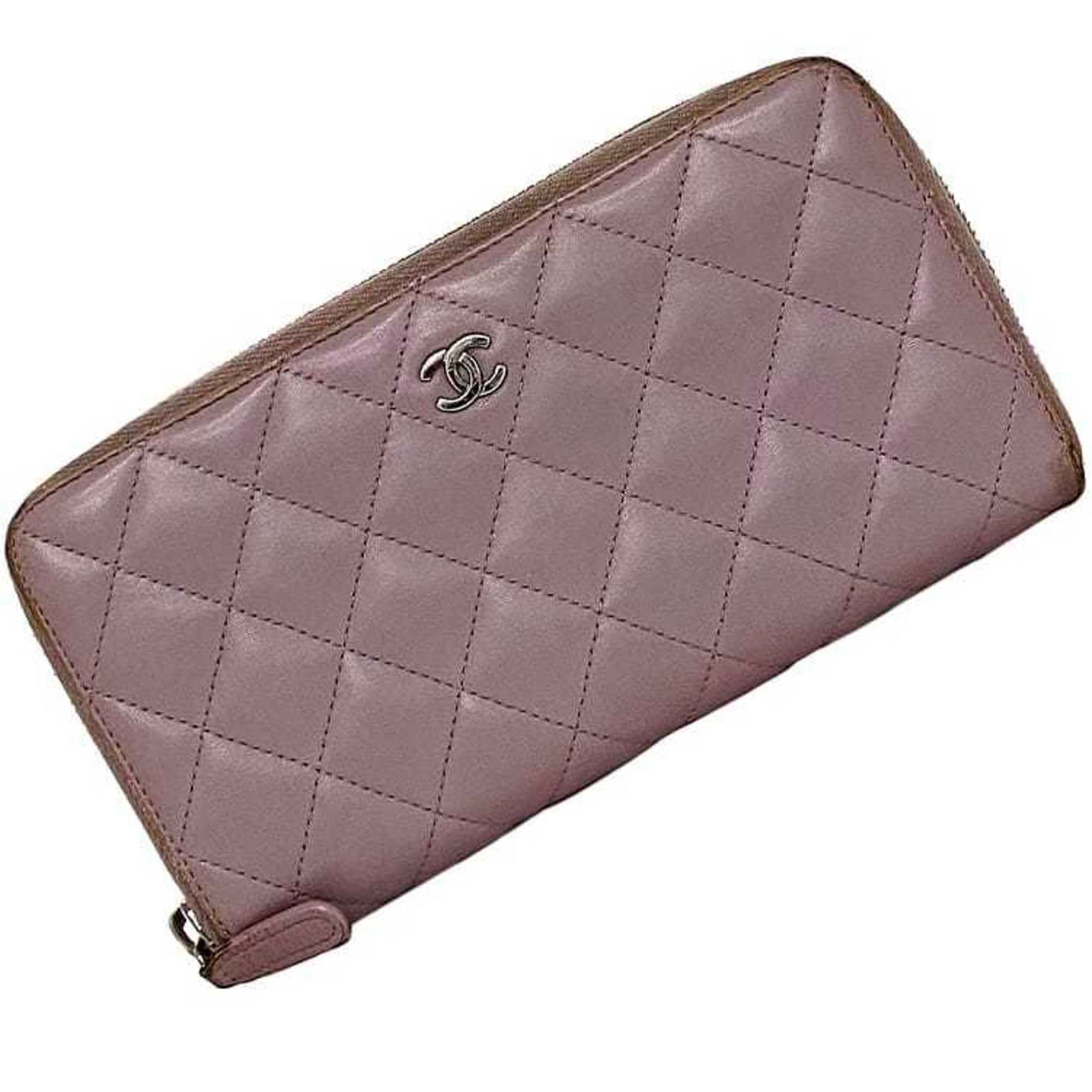 Chanel Round Long Wallet Matelasse Leather Lambskin 16 Series Zip Coco Mark