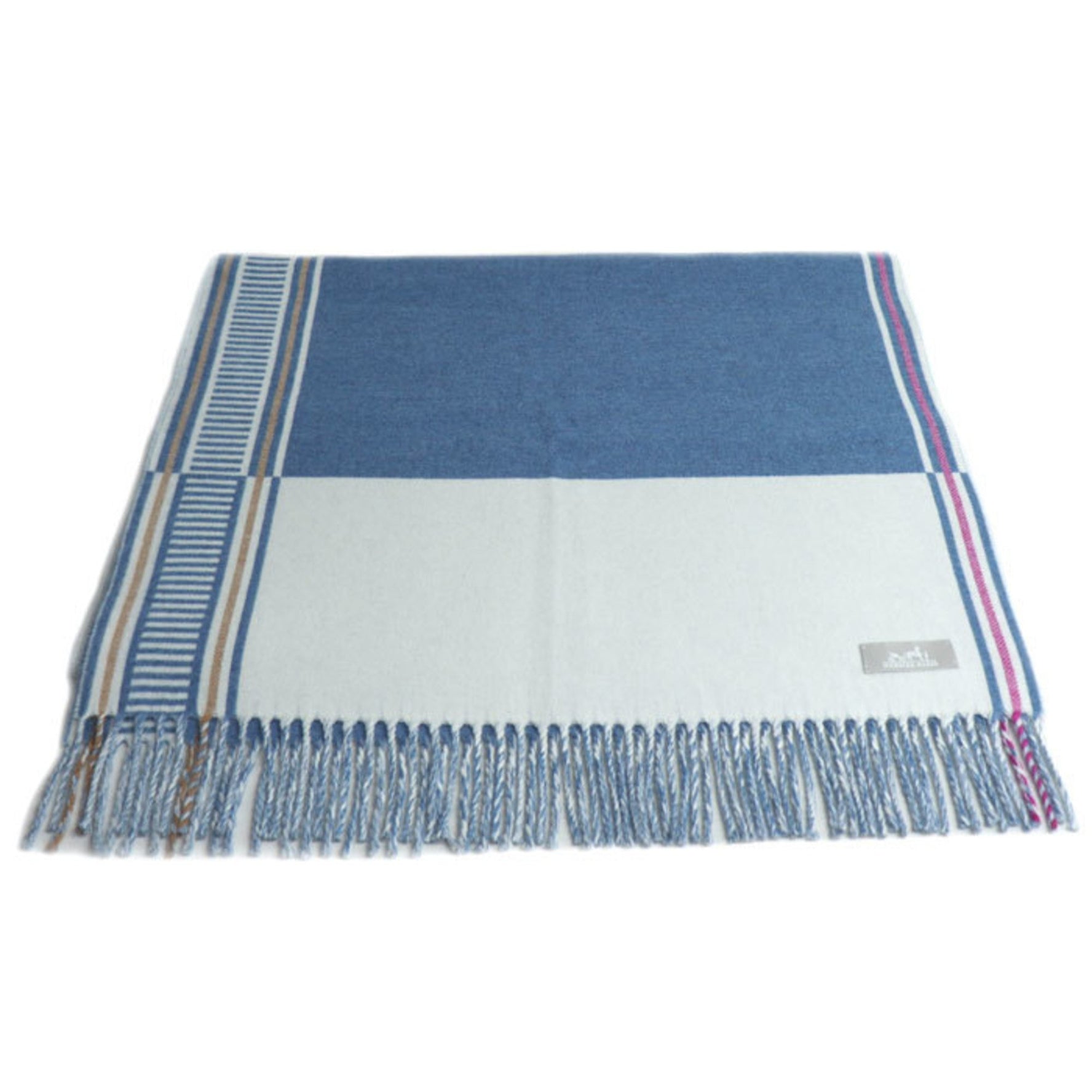 HERMES Lizier Stole, Ciel/Ivory, 02