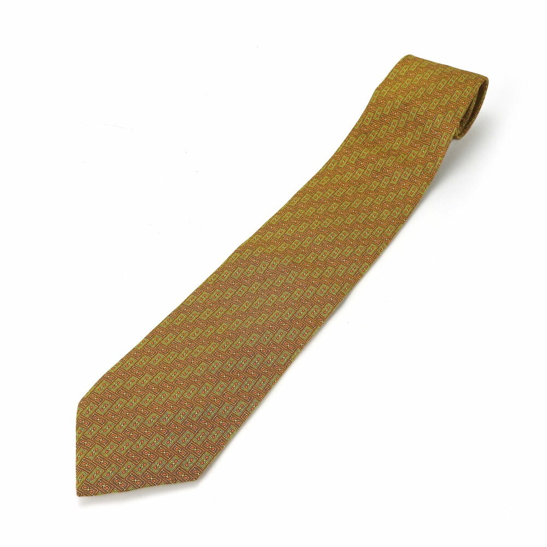 FENDI Necktie Silk Green Orange