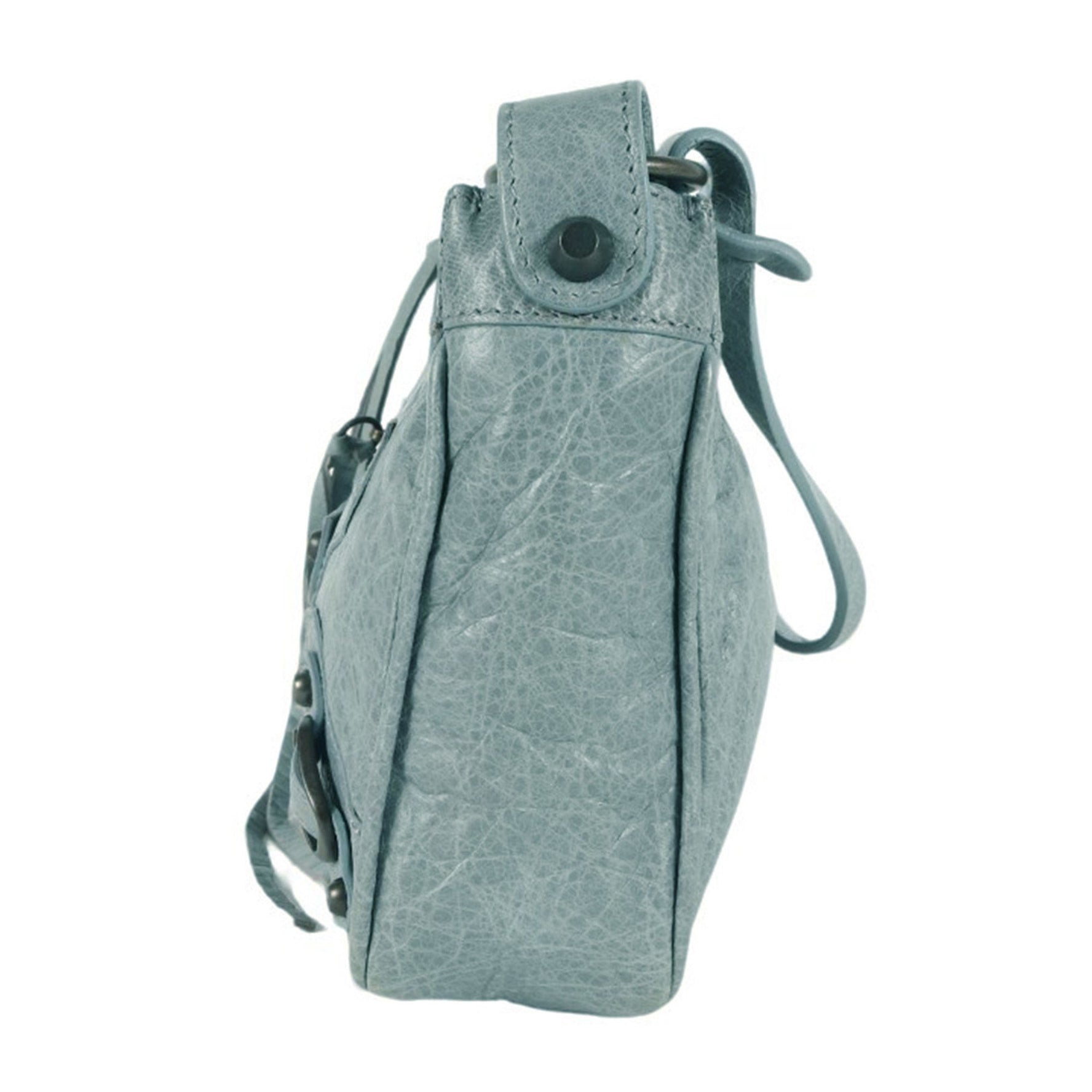 BALENCIAGA The Mini Leather Bag, Blue-Gray, Shoulder Handbag