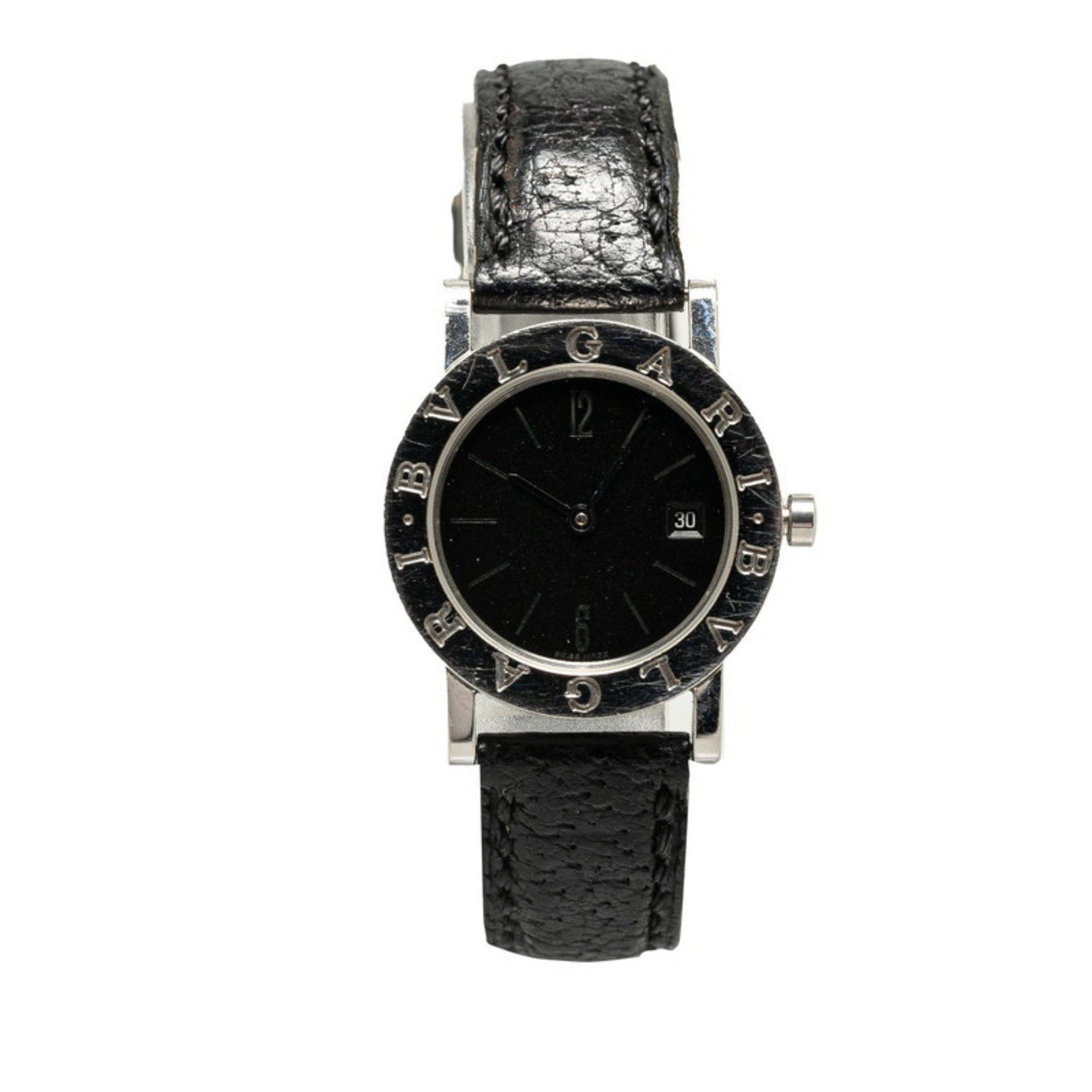 BVLGARI Watch Quartz Black Dial Stainless Steel Leather