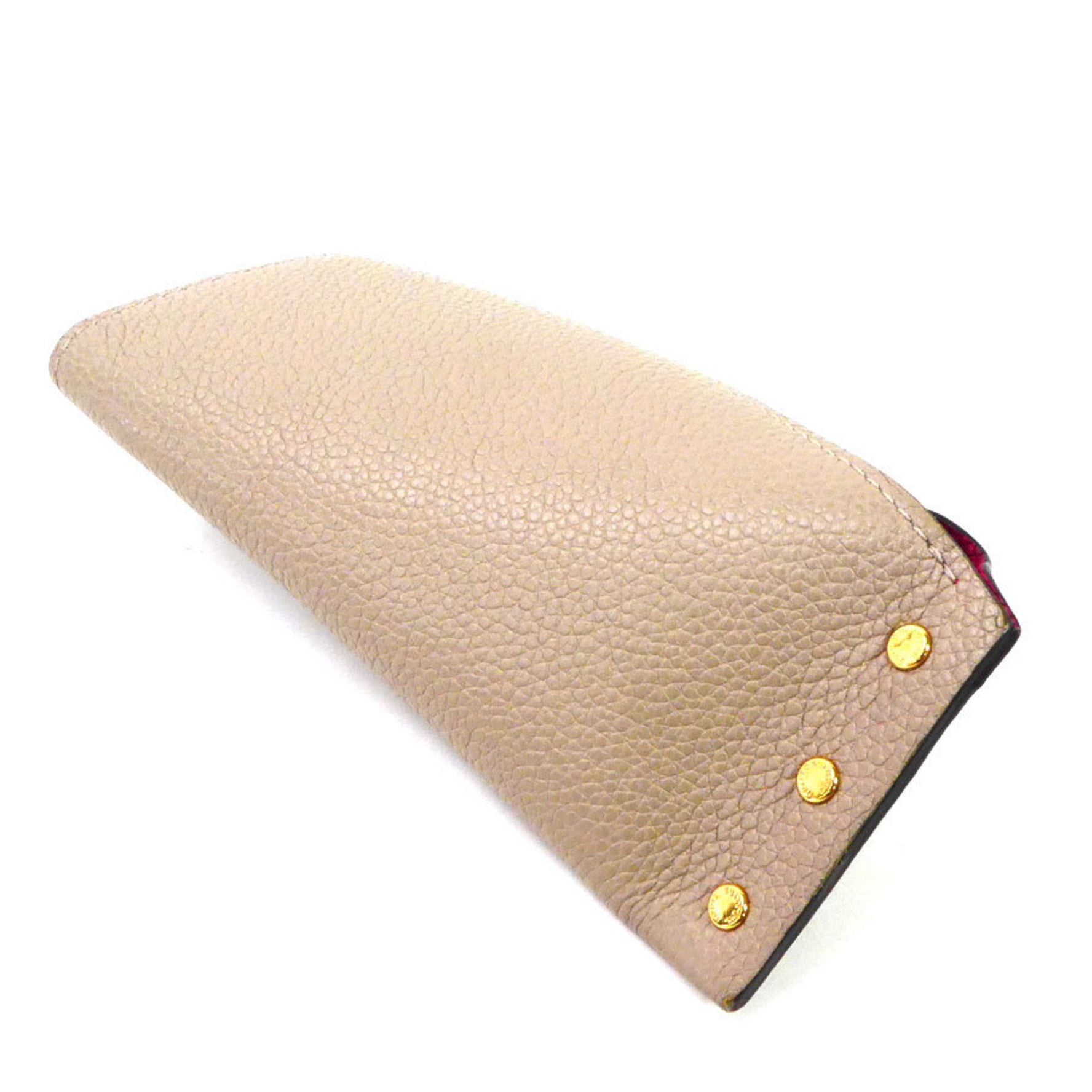 Louis Vuitton Key Case Multicle Berlingo Leather Beige x Framboise Unisex
