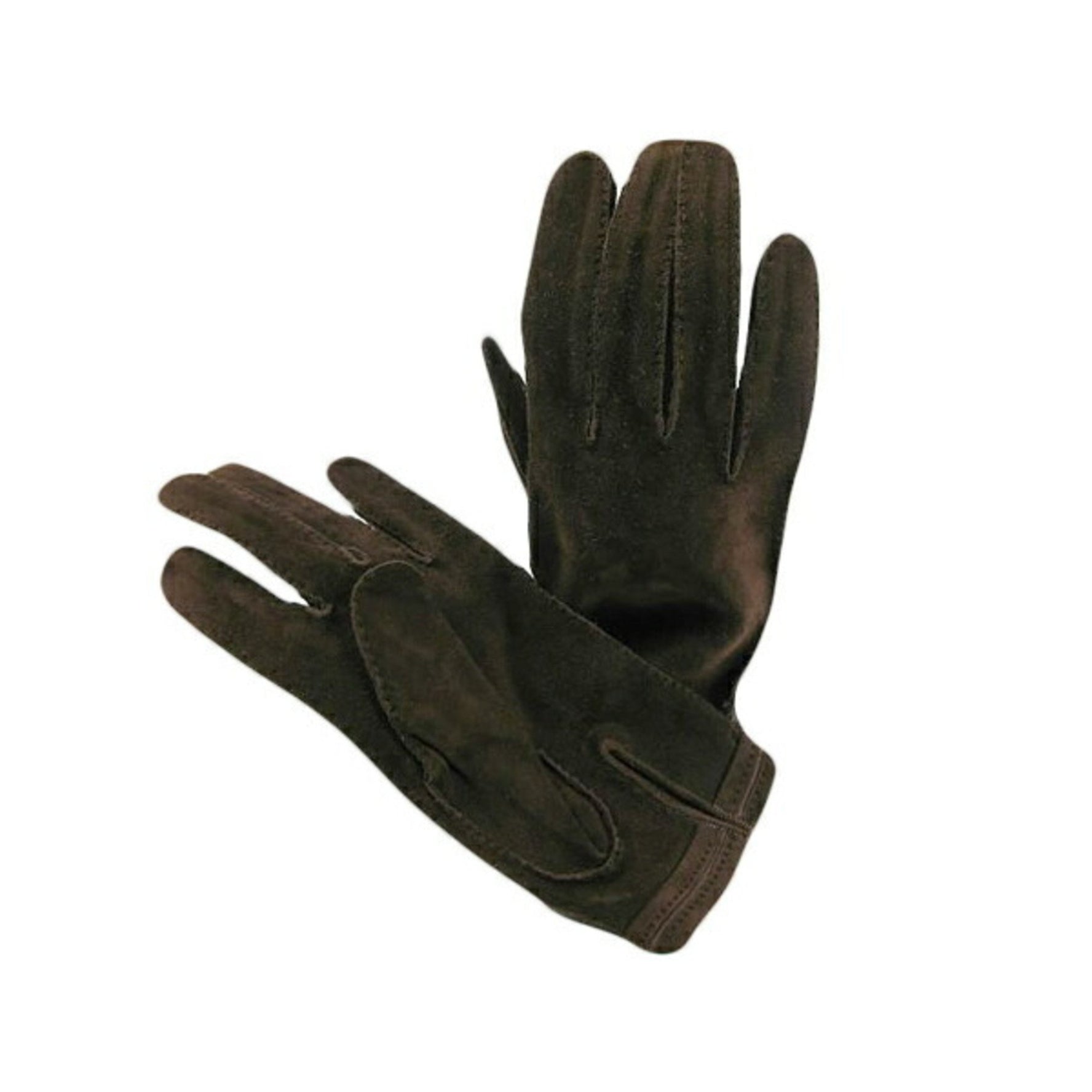 HERMES Suede Dark Brown Gloves