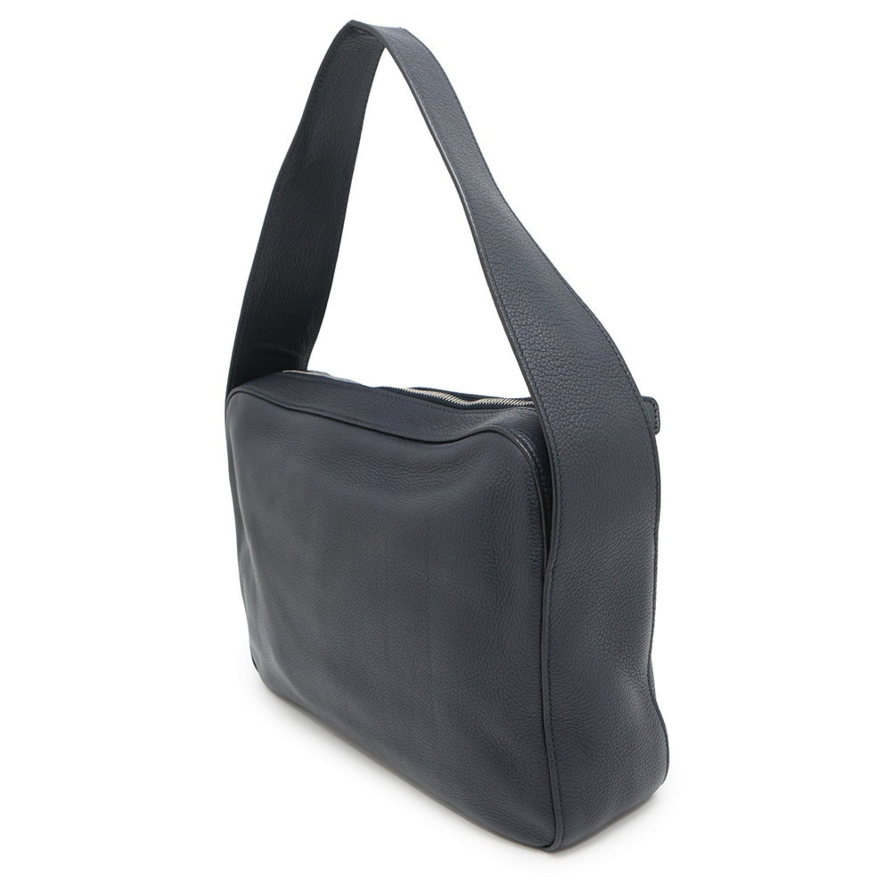 Prada Shoulder Bag Triangle Leather Navy